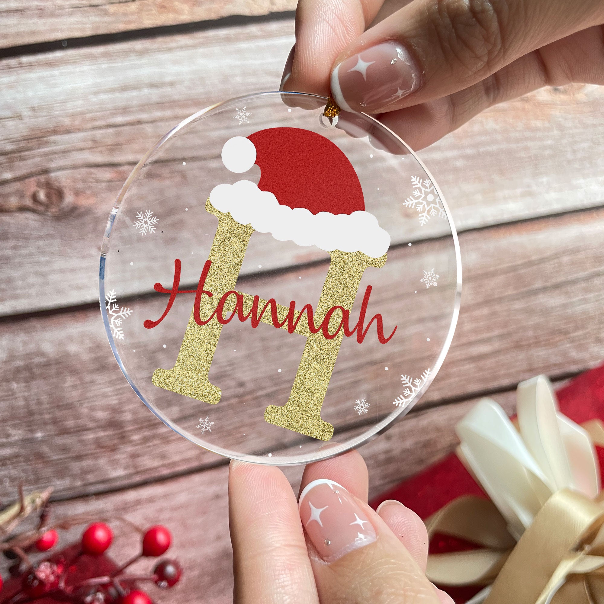 Custom Name Santa Hat - Personalized Acrylic Ornament