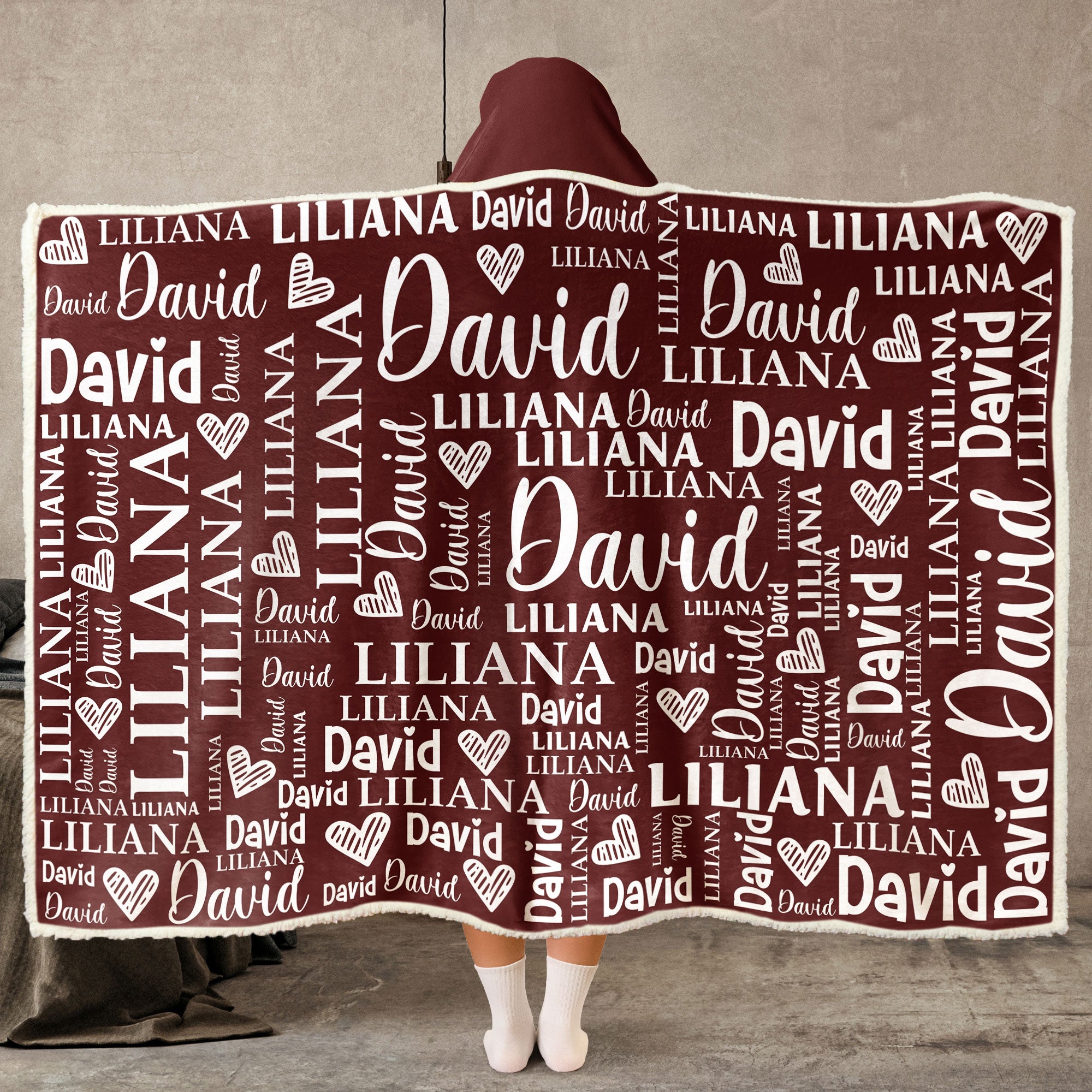 Custom Name Snuggle In Love Together - Personalized Wearable Blanket Hoodie