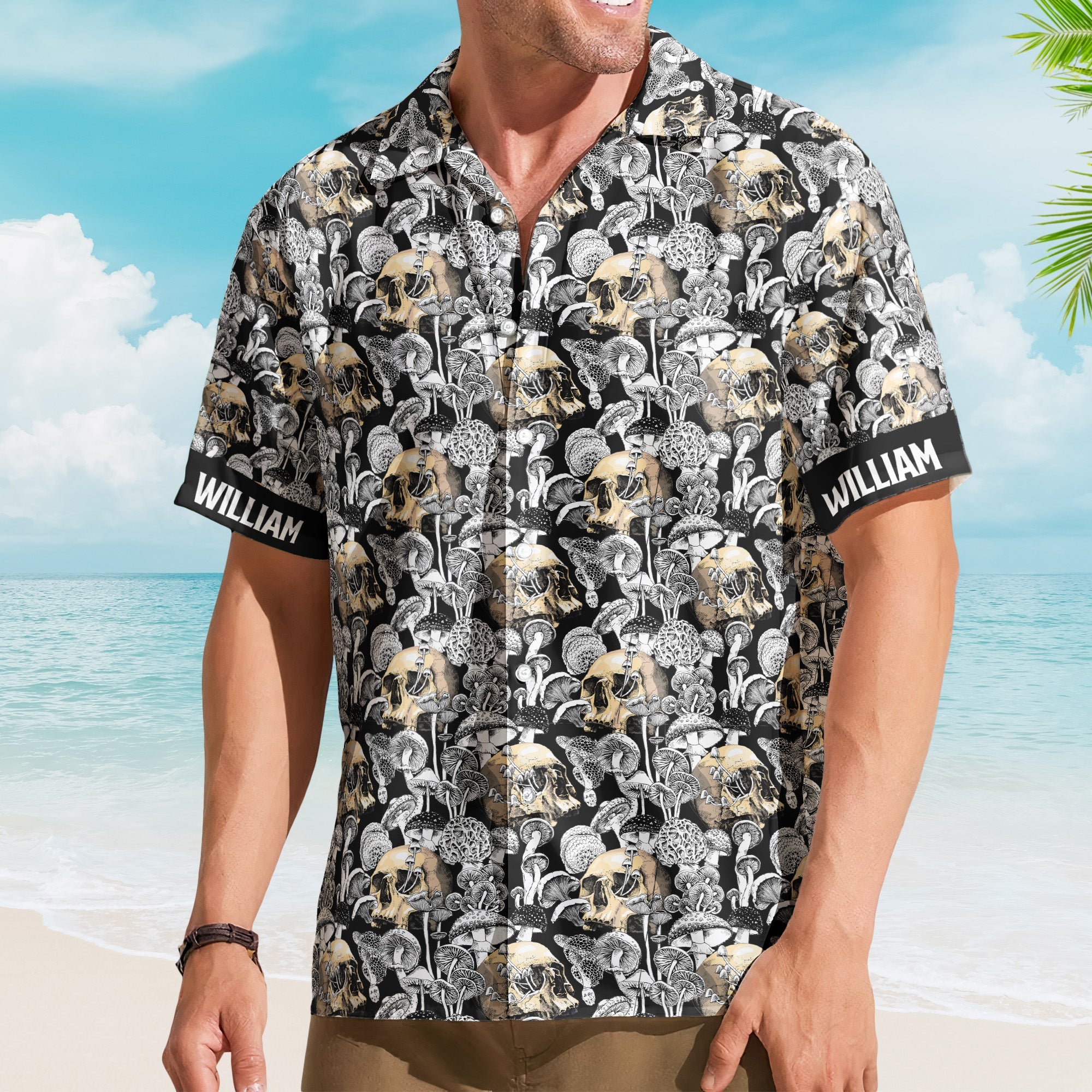 Custom Name With Magic Poisonous Mushroom And Skull - Custom Hawaiian Shirts