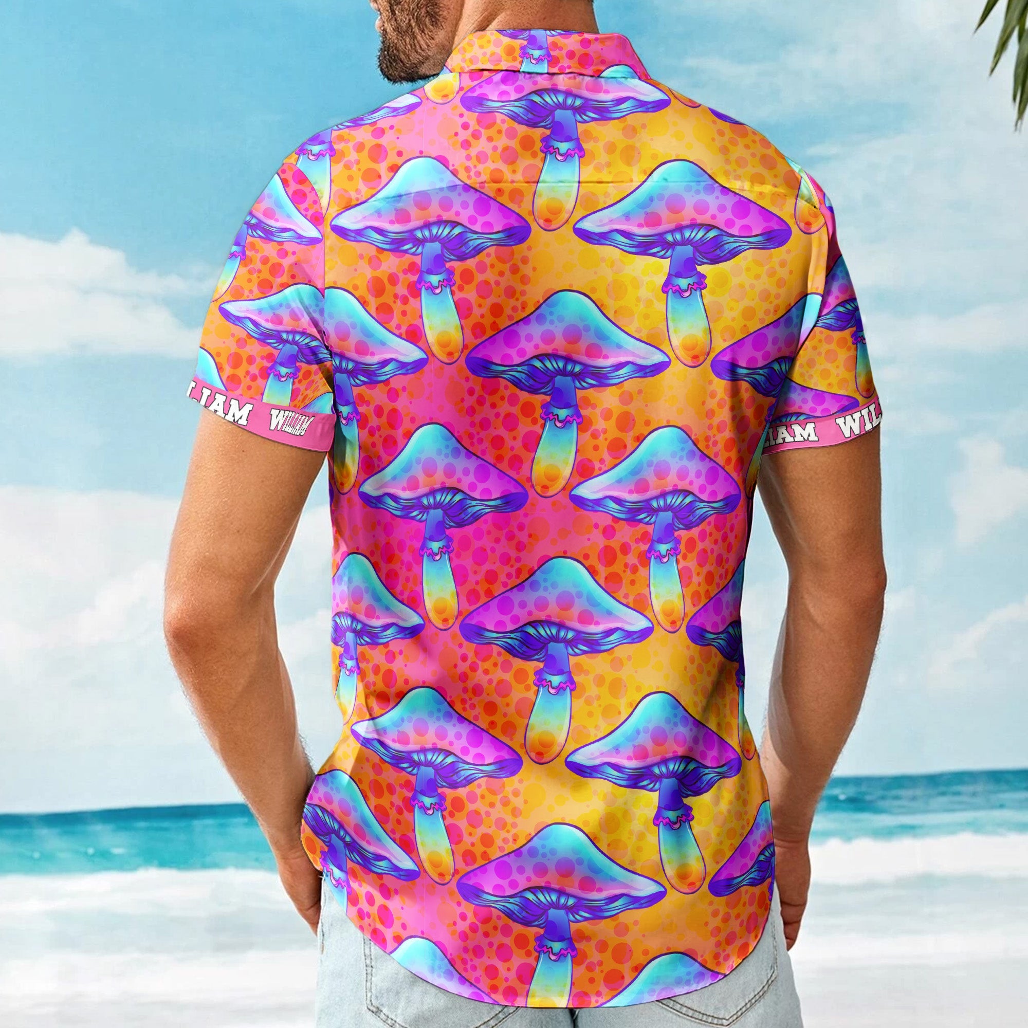 Custom Name With Poisonous Mushroom Pattern - Custom Hawaiian Shirts