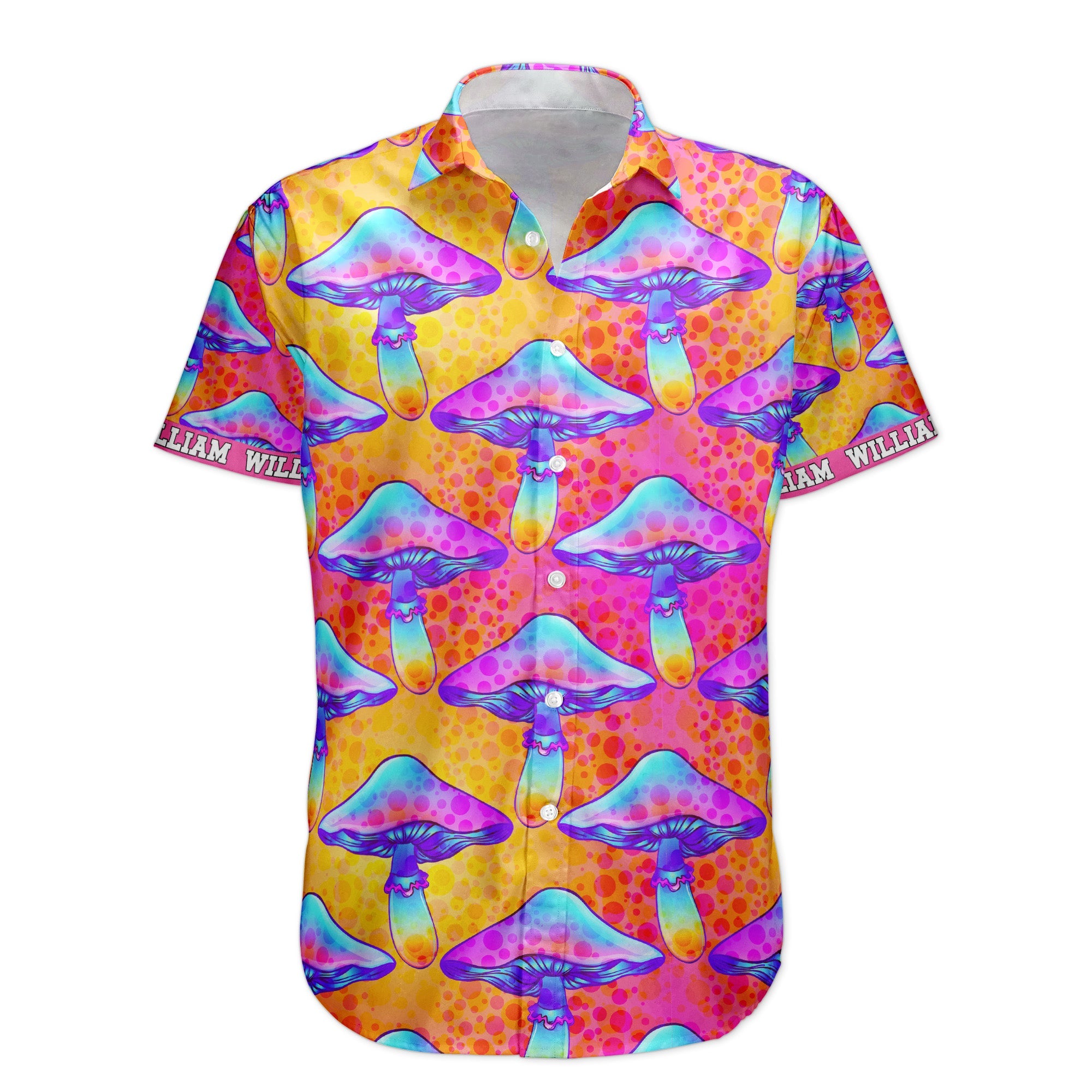 Custom Name With Poisonous Mushroom Pattern - Custom Hawaiian Shirts