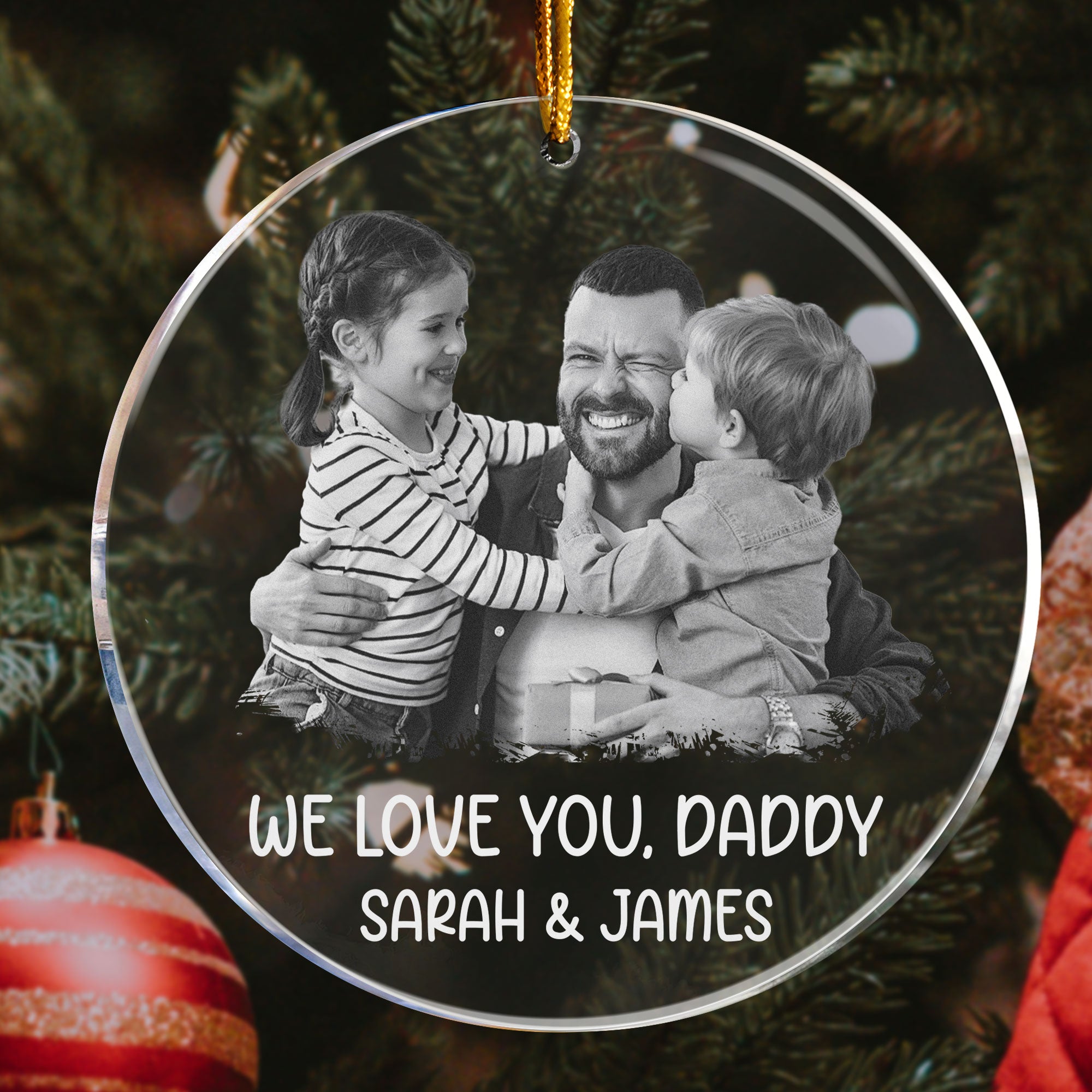 Custom Ornament Photo Gift For Grandpa Daddy - Personalized Acrylic Photo Ornament