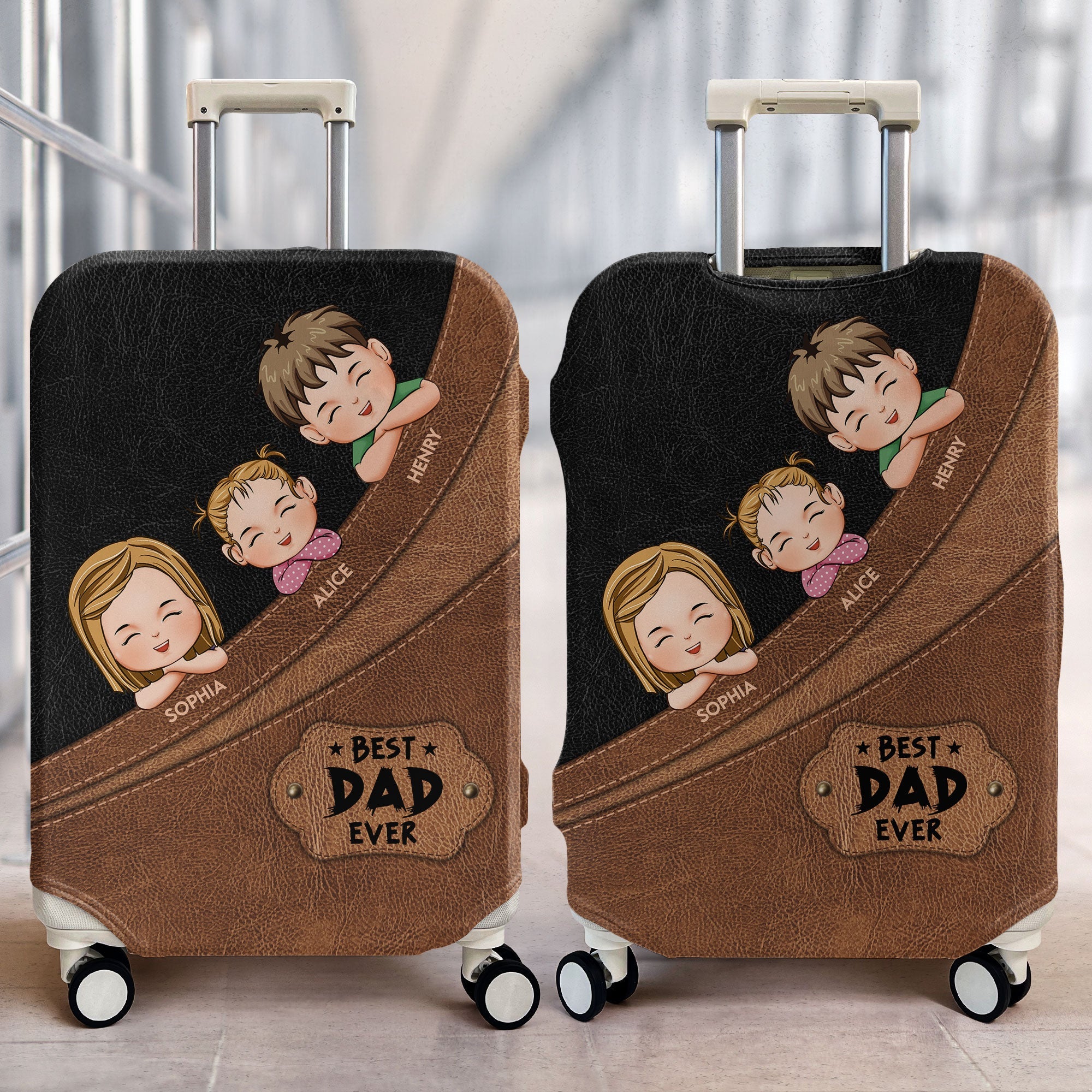 Custom Pattern Best Dad Ever- Personalized Luggage Cover