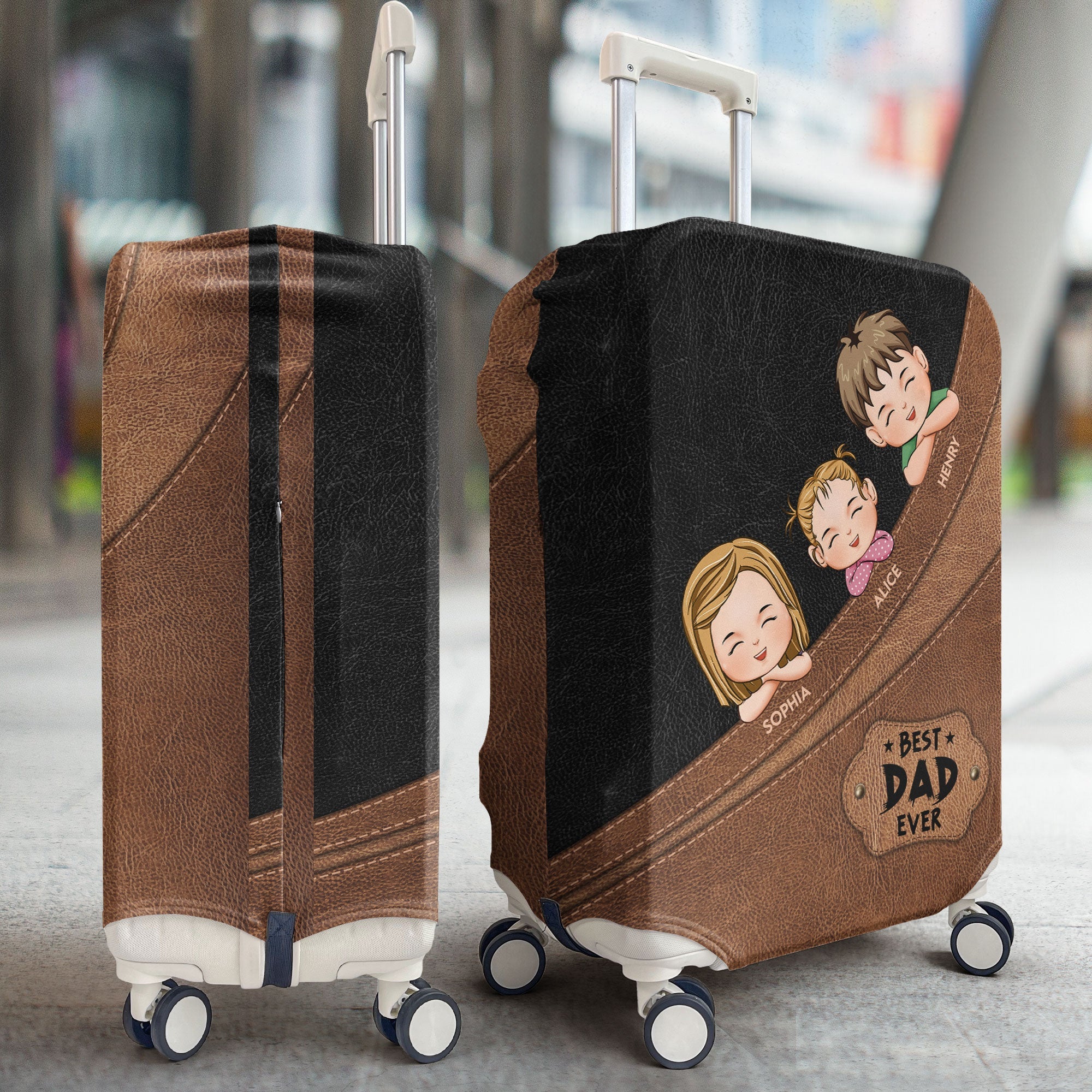 Custom Pattern Best Dad Ever- Personalized Luggage Cover