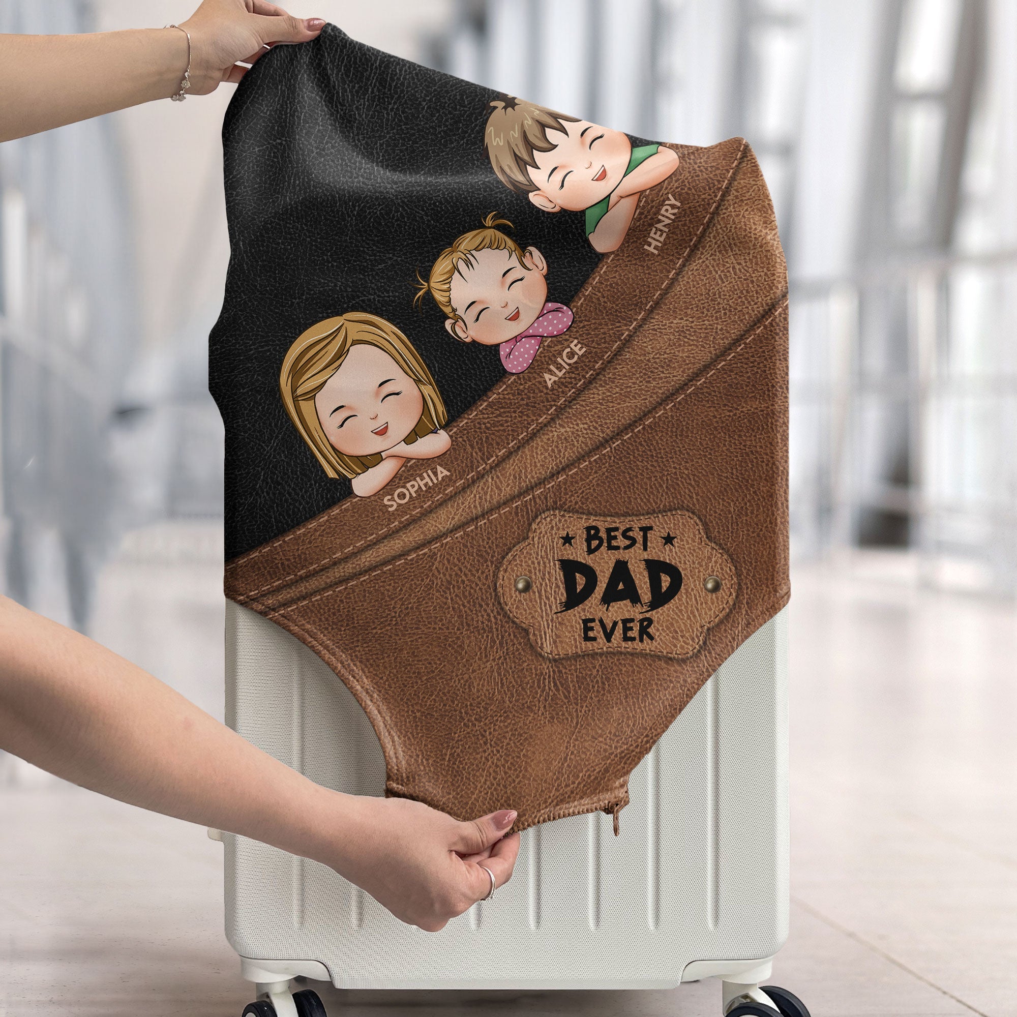 Custom Pattern Best Dad Ever- Personalized Luggage Cover