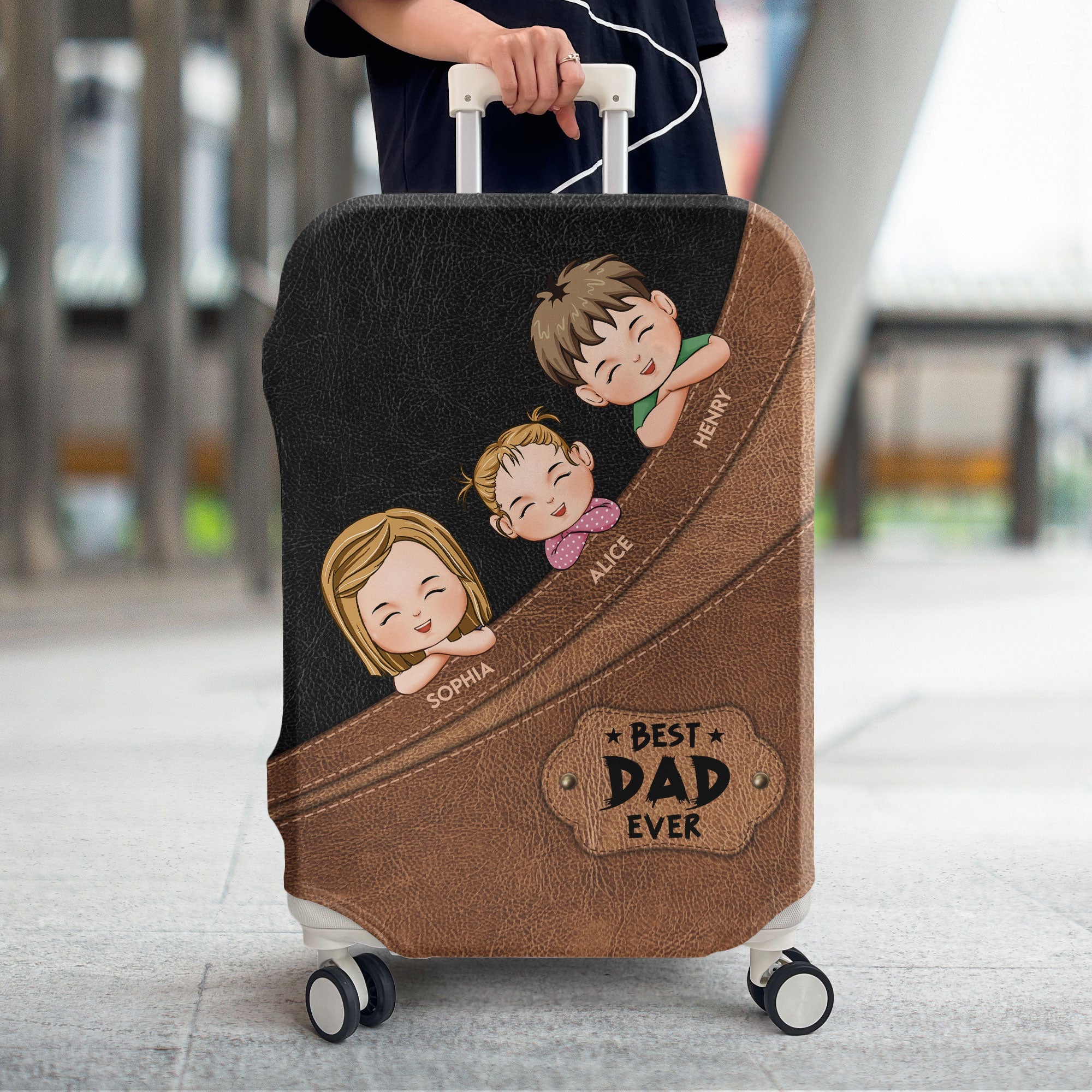 Custom Pattern Best Dad Ever- Personalized Luggage Cover