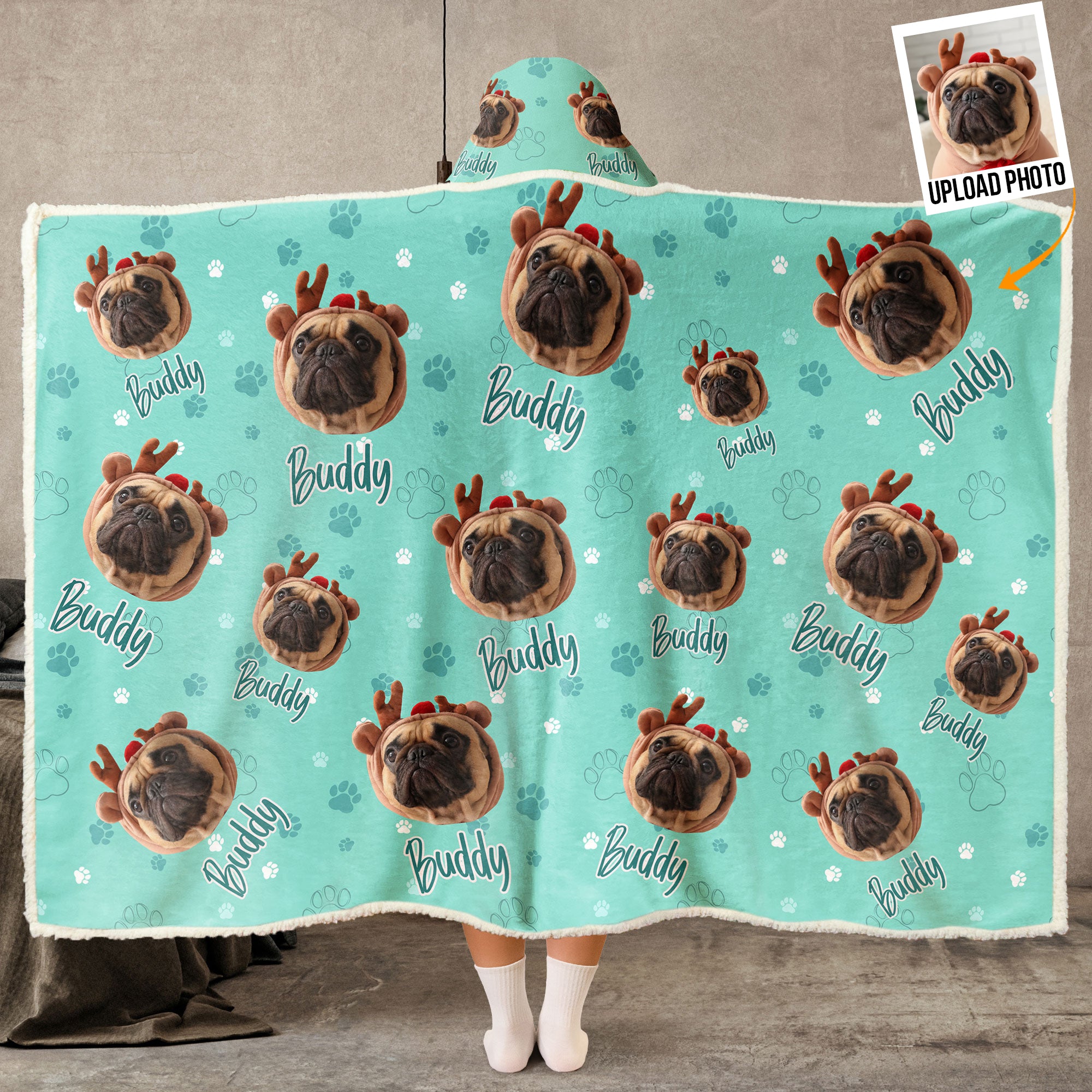 Custom Pet Face Funny - Personalized Photo Wearable Blanket Hoodie