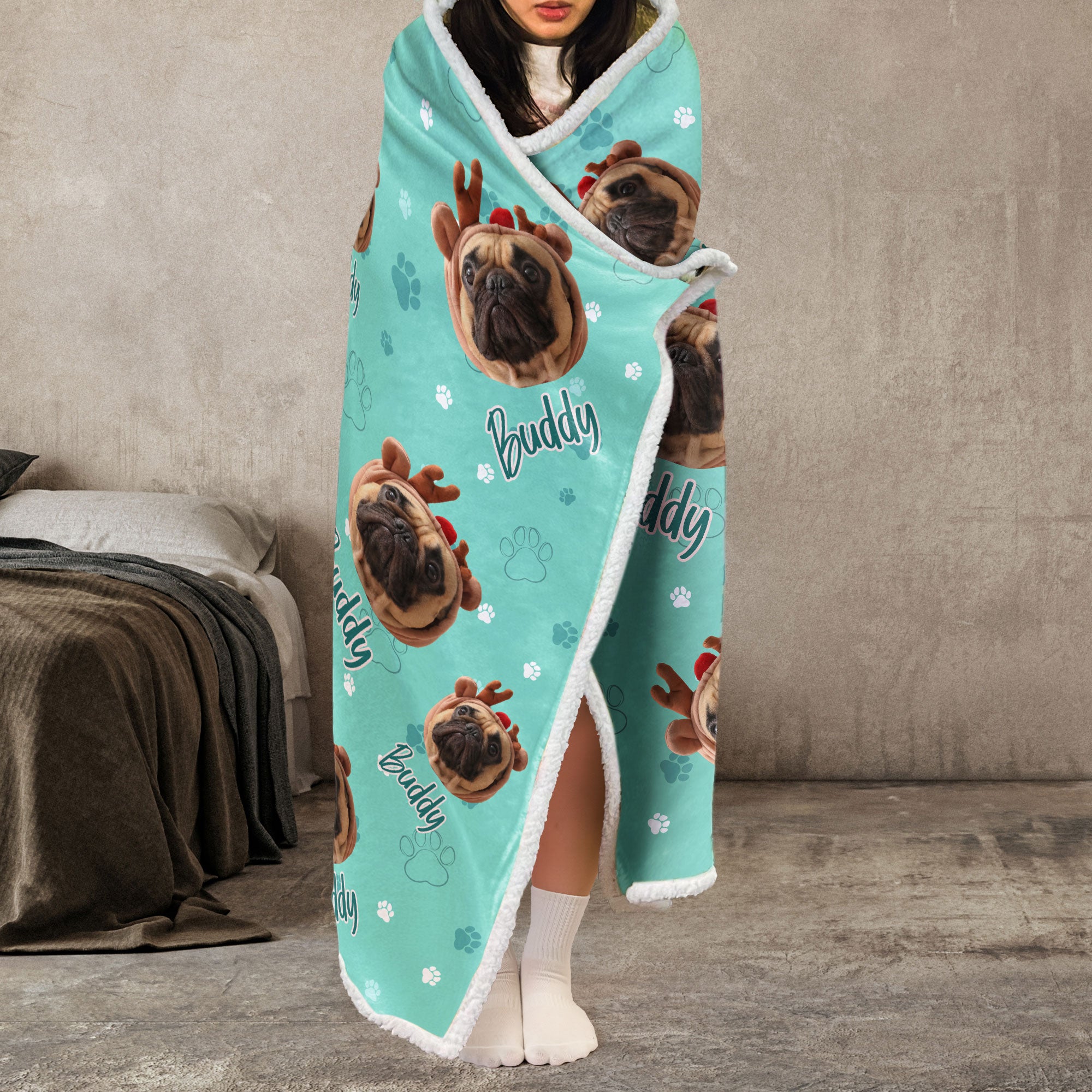 Custom Pet Face Funny - Personalized Photo Wearable Blanket Hoodie