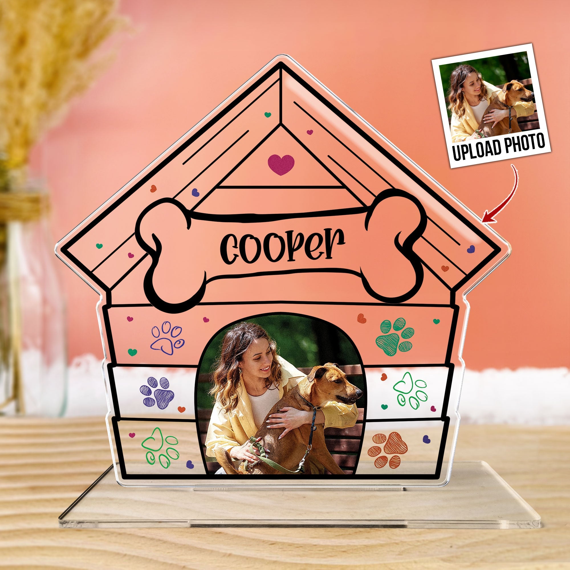 Custom Pet Photo Dog House - Personalized Acrylic Photo Plaque