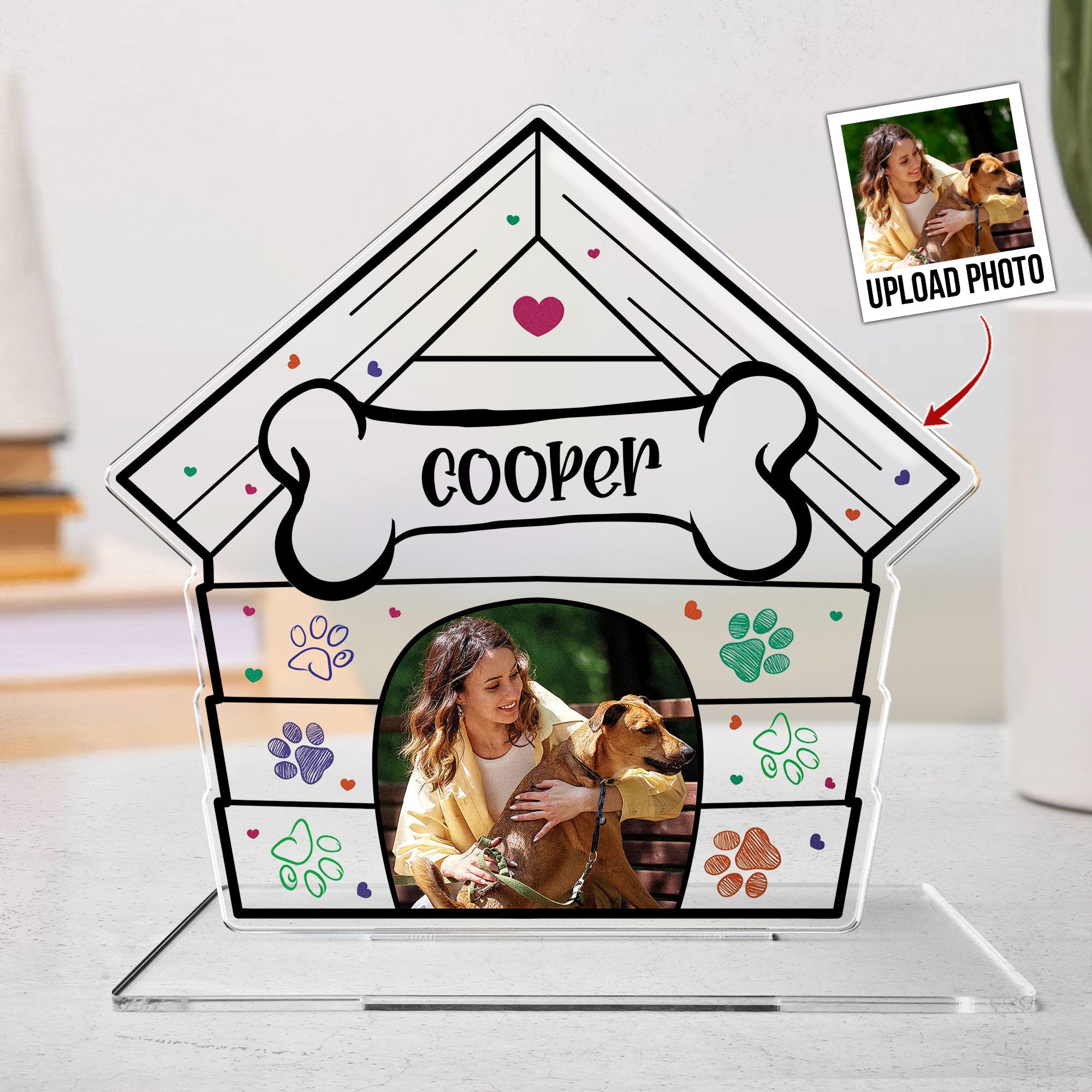 Custom Pet Photo Dog House - Personalized Acrylic Photo Plaque