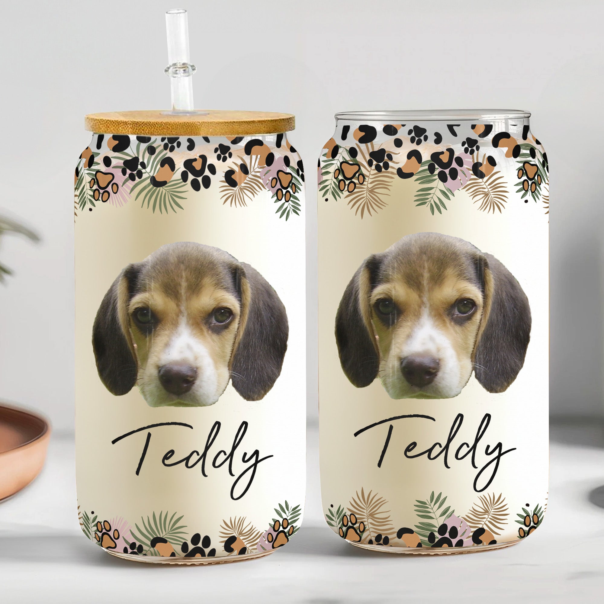 Custom Pet Portrait - Personalized Photo Clear Glass Cup