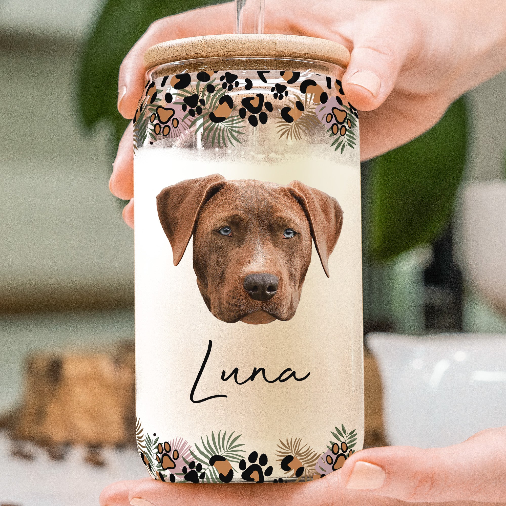 Custom Pet Portrait - Personalized Photo Clear Glass Cup