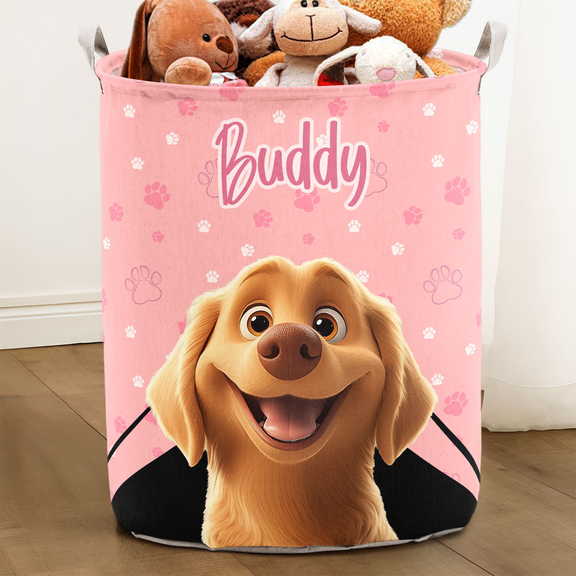 Custom Pet Toy Basket For Dog - Personalized Laundry Storage Basket