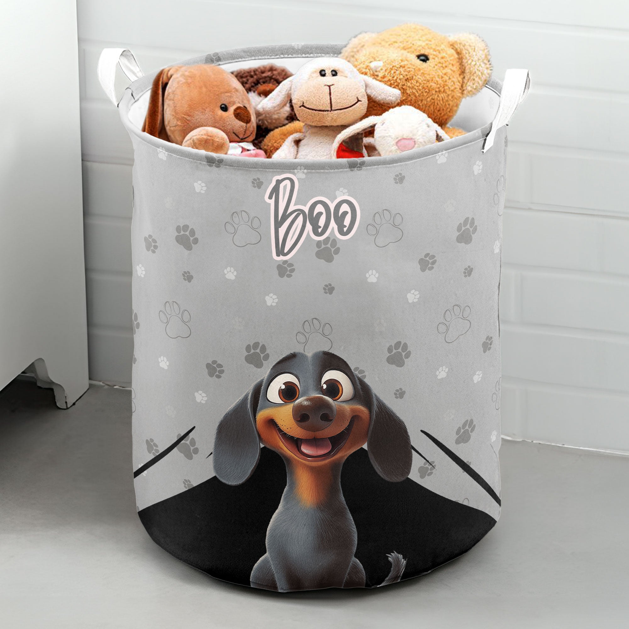 Custom Pet Toy Basket For Dog - Personalized Laundry Storage Basket