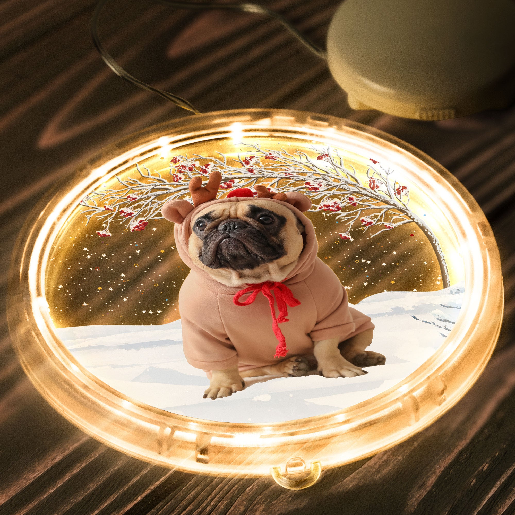 Custom Pet's Photo Christmas Tree - Personalized Photo LED Pendant Light