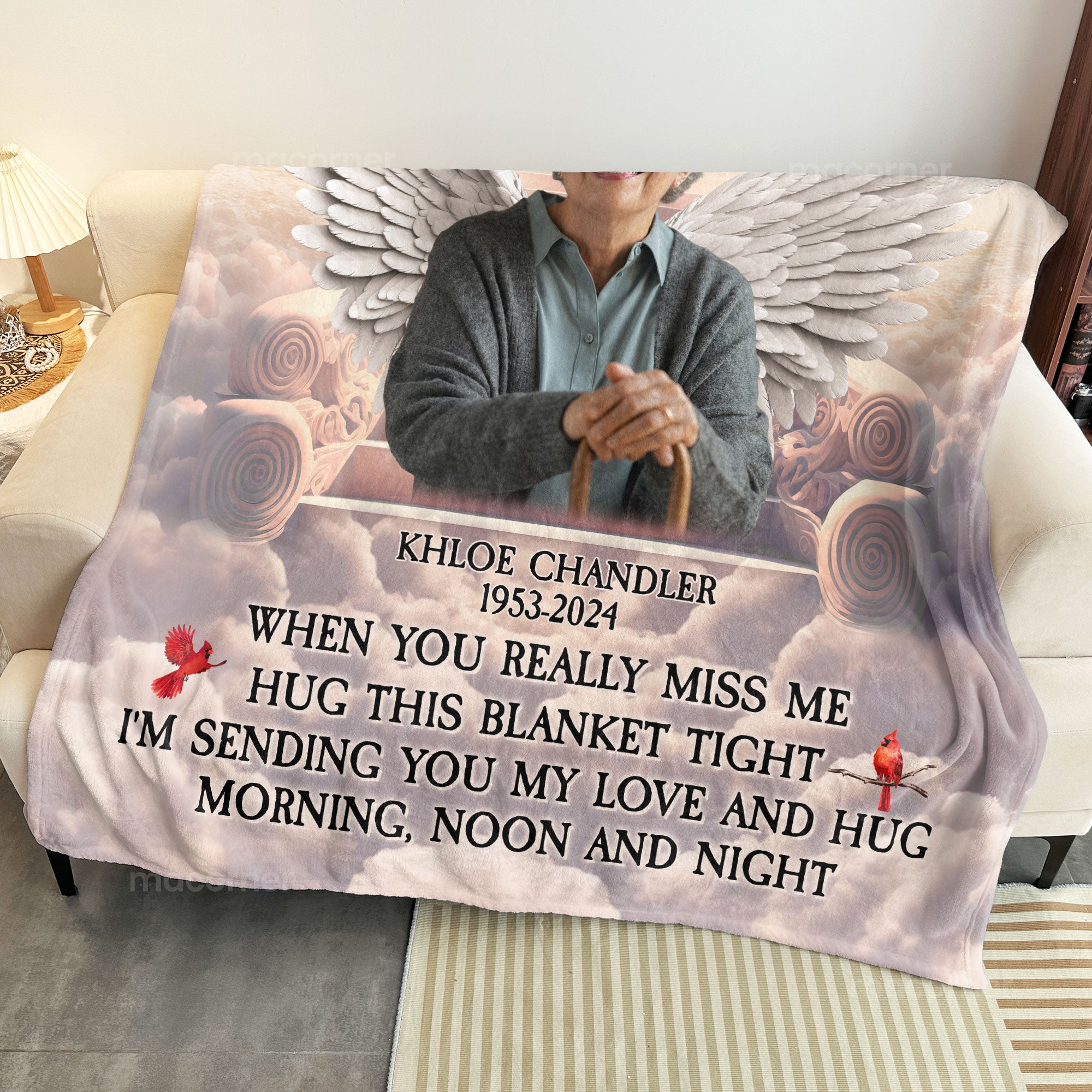 Custom Photo A Hug From Heaven Angel Wings - Personalized Photo Blanket