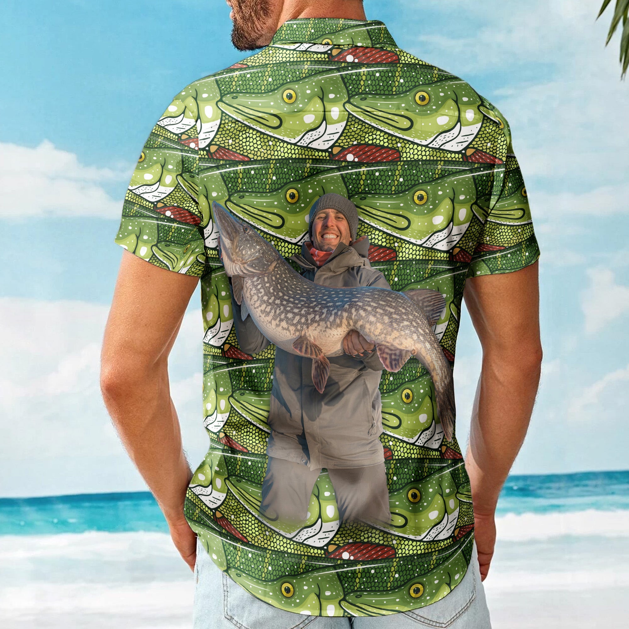 Custom Photo Bass Fish Fishing Makes Me Happy - Custom Photo Hawaiian Shirt