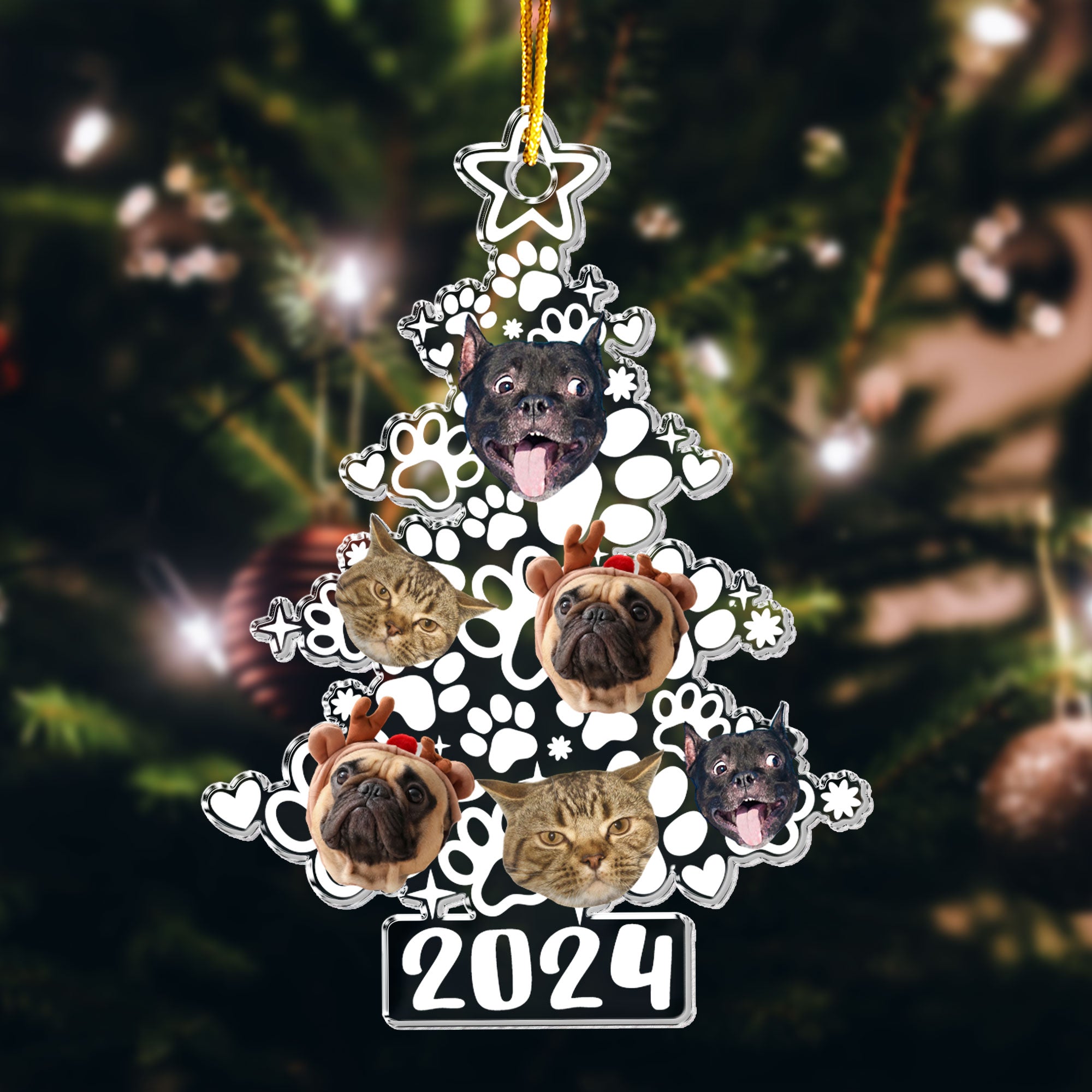 Custom Photo Christmas Pet Tree - Personalized Acrylic Photo Ornament