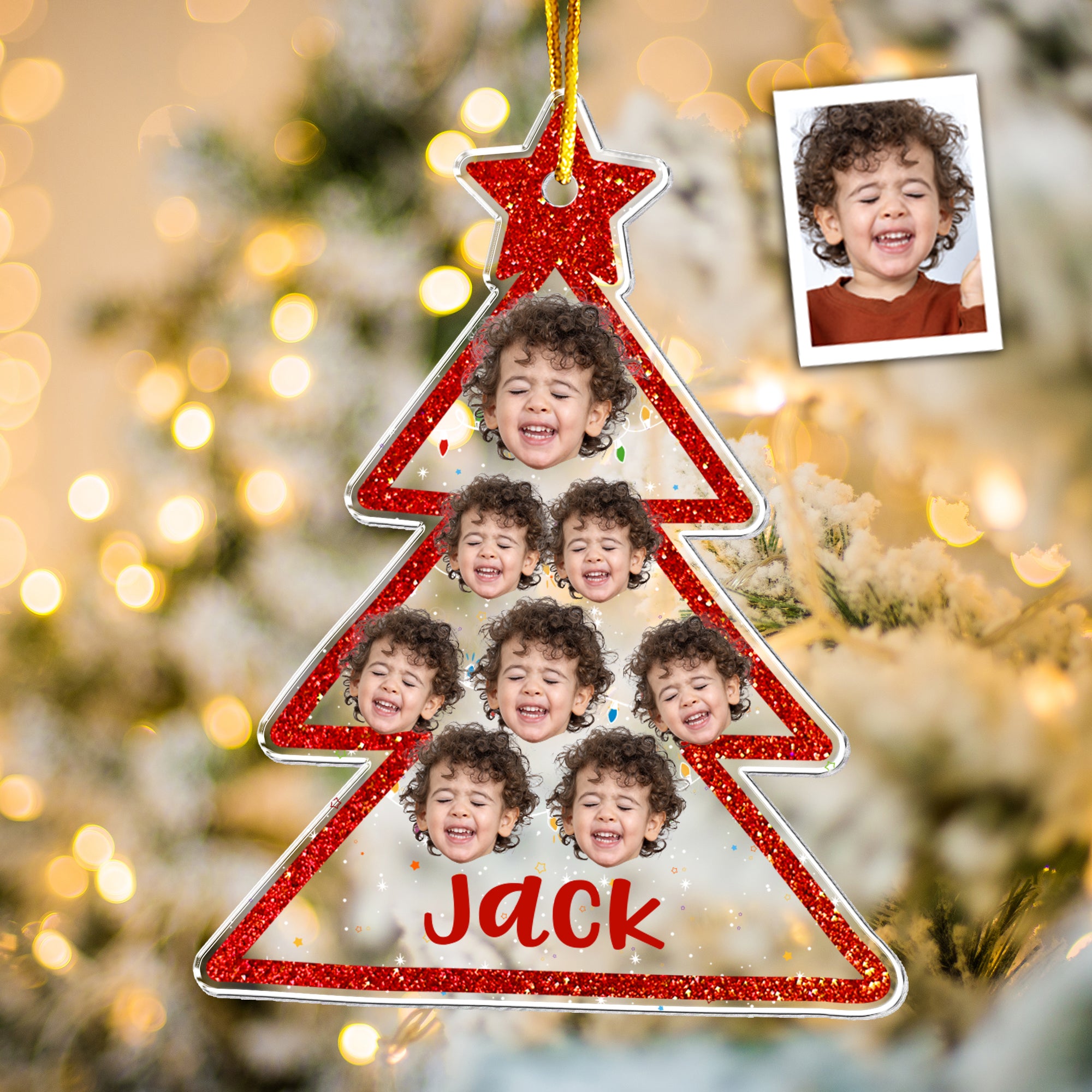 Custom Photo Christmas Tree - Personalized Acrylic Photo Ornament