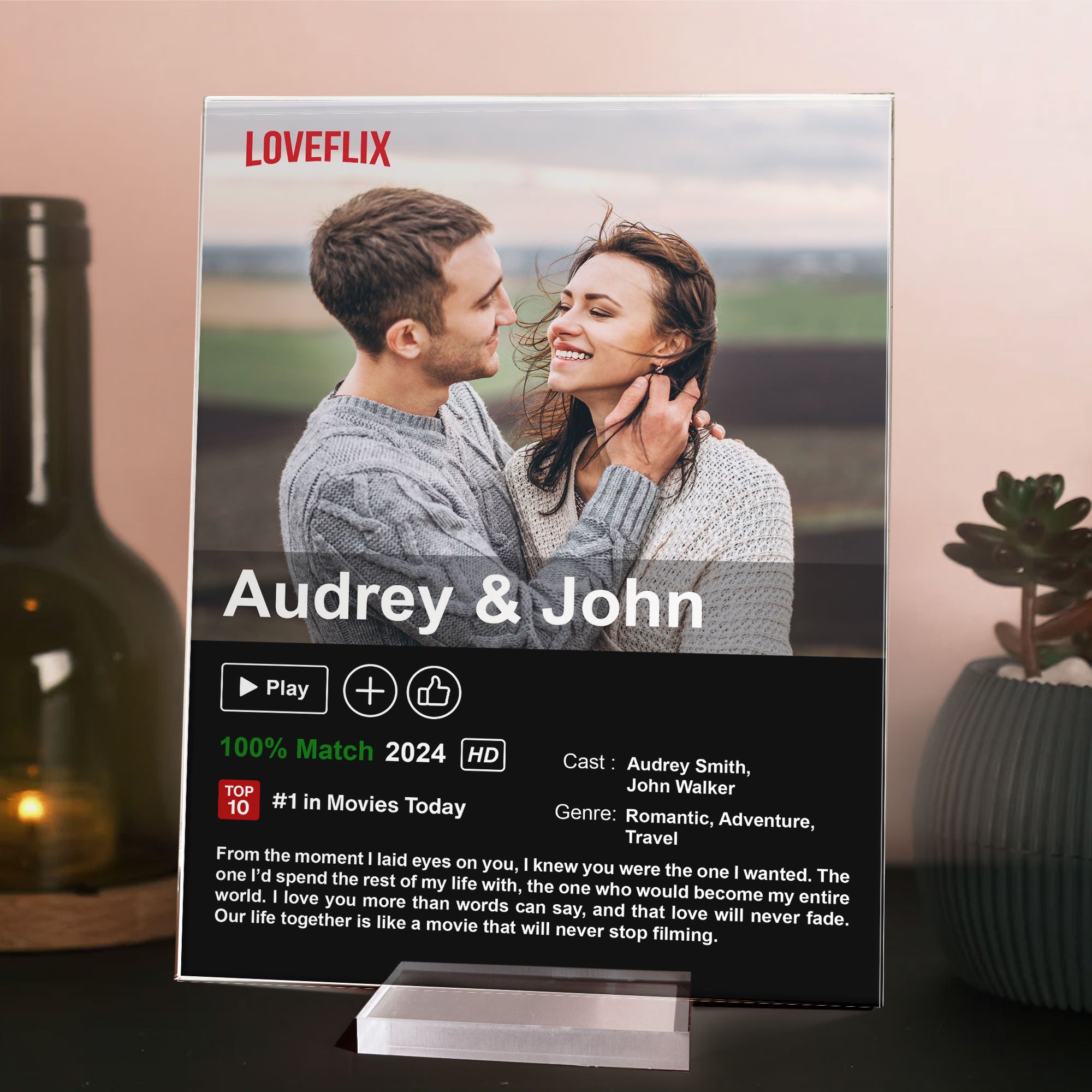 Custom Photo Couple Movie - Personalized Acrylic Photo Plaque