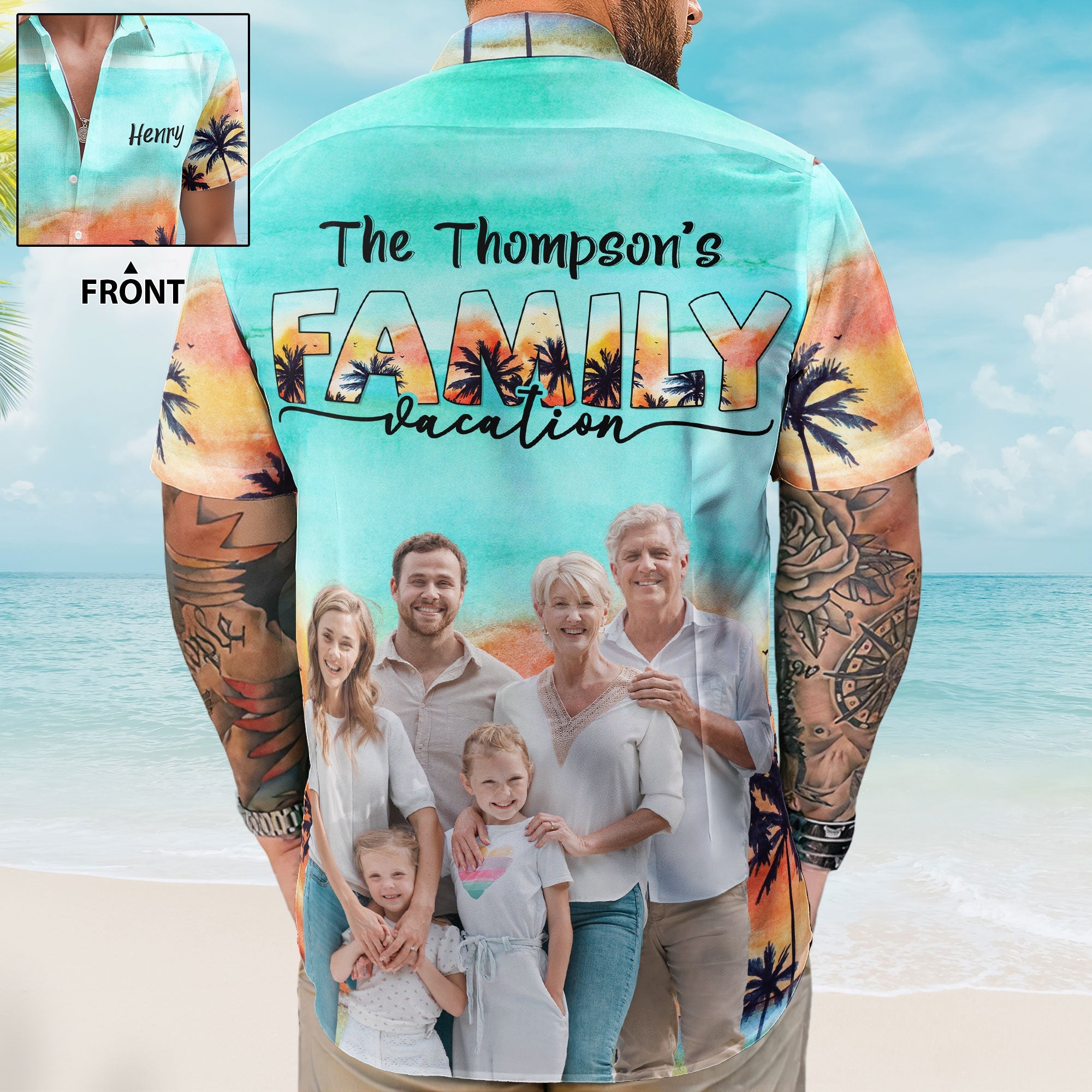 Custom Photo Family Vacation - Personalized Photo Hawaiian Shirt