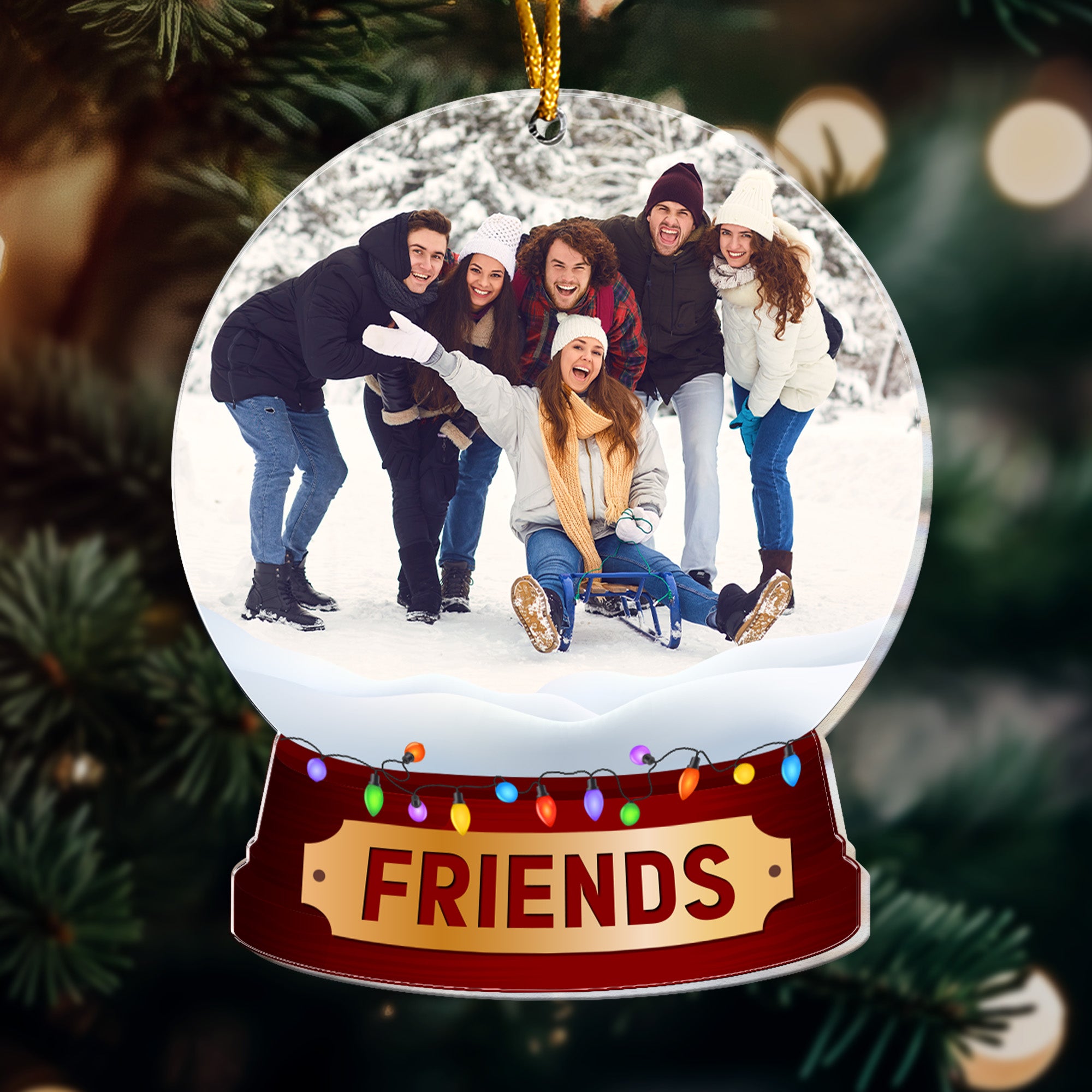 Custom Photo Family, Friends, Group Snow Globe - Personalized Acrylic Photo Ornament