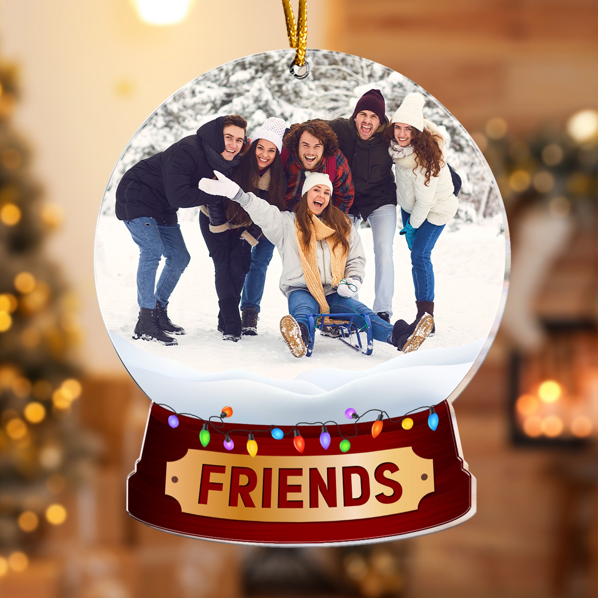 Custom Photo Family, Friends, Group Snow Globe - Personalized Acrylic Photo Ornament