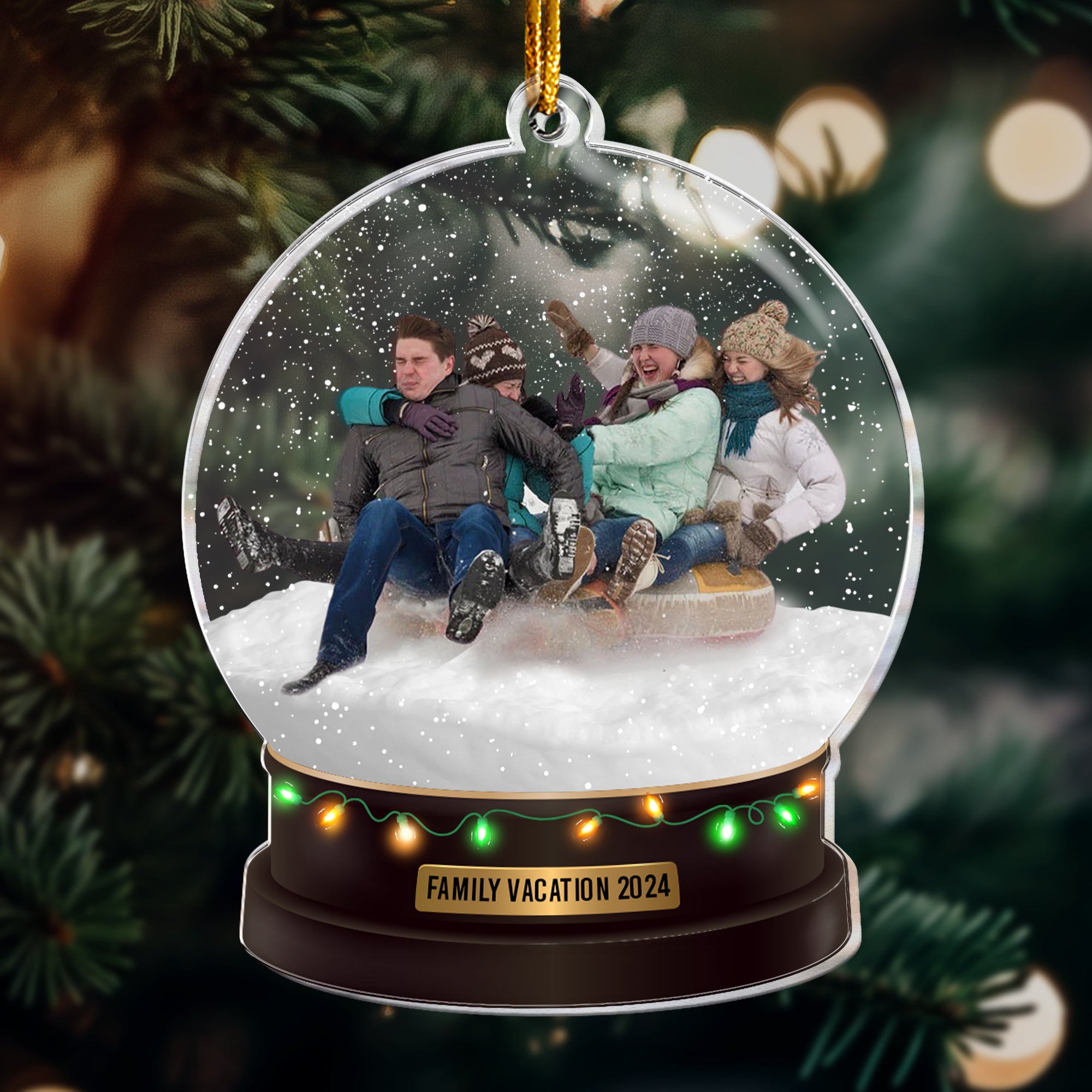 Custom Photo Family, Friends, Kids Playful Snow - Personalized Acrylic Photo Ornament