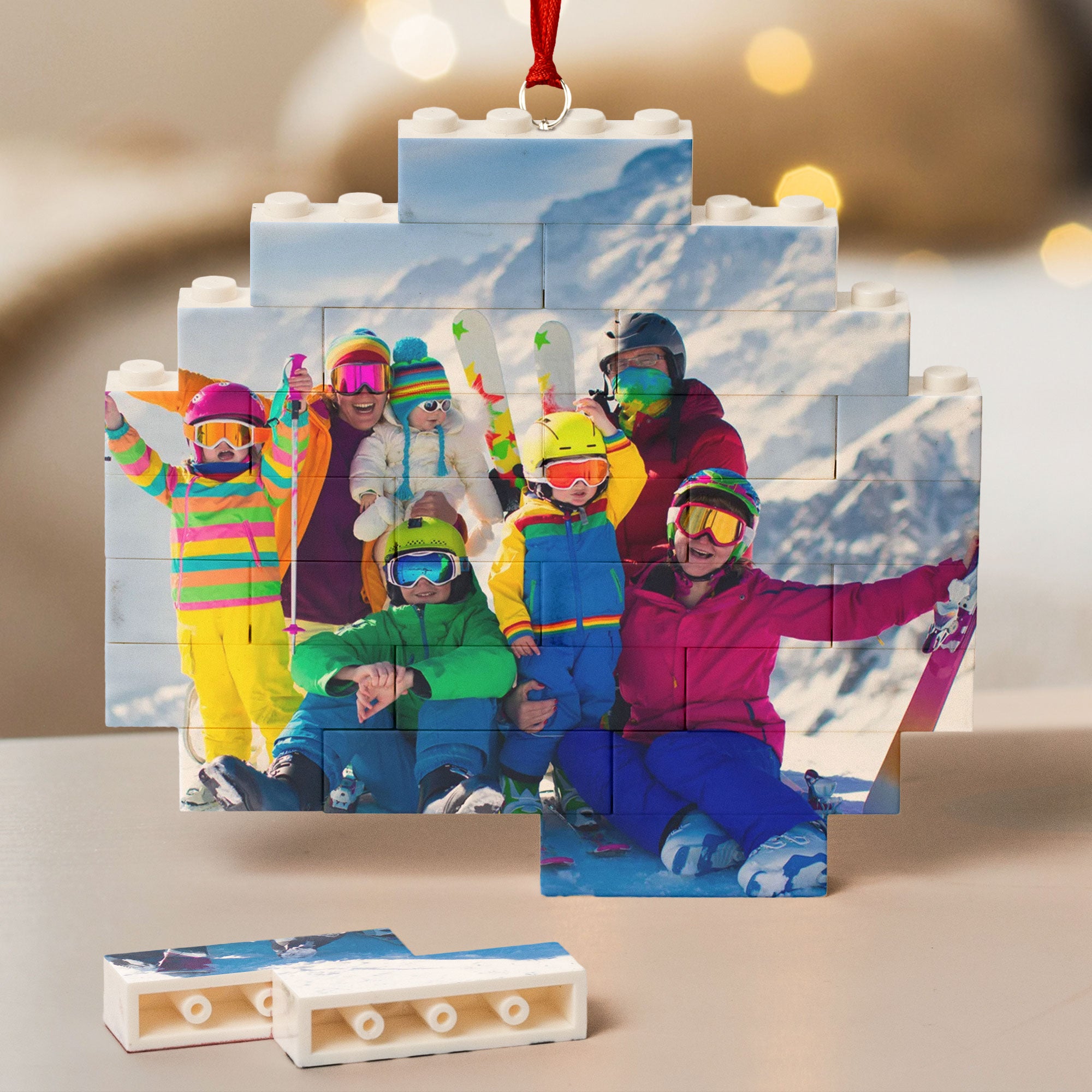 Custom Photo For Family, Friends, First Christmas - Custom Buildable Christmas Photo Ornament