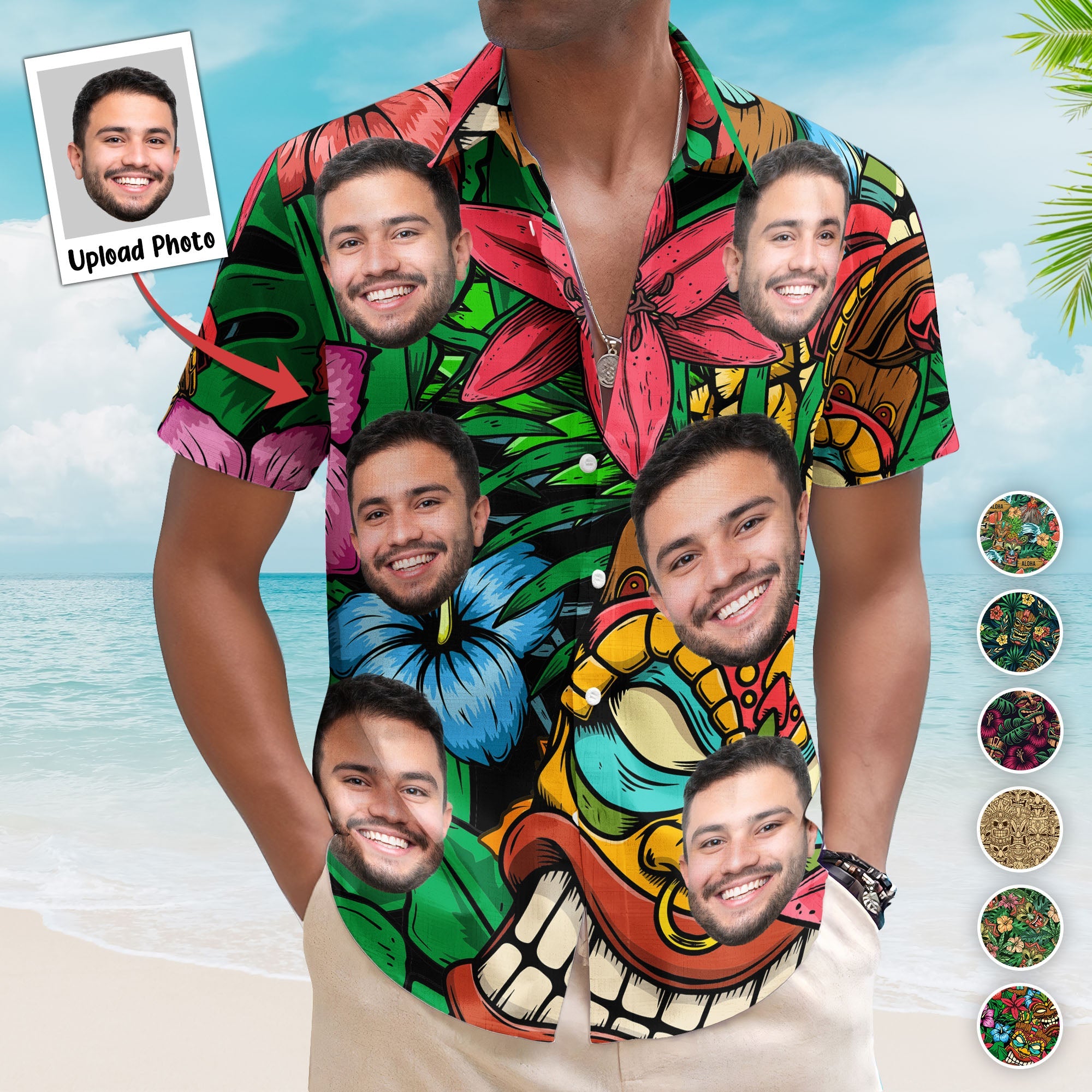 Custom Photo Funny Pet Family Friends Tiki Bar - Custom Photo Hawaiian Shirts