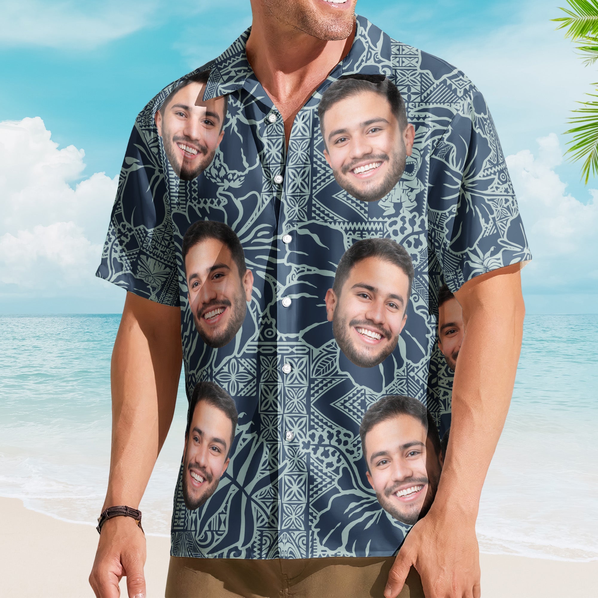 Custom Photo Funny Pet Family Friends Tiki Bar Summer - Custom Photo Hawaiian Shirts