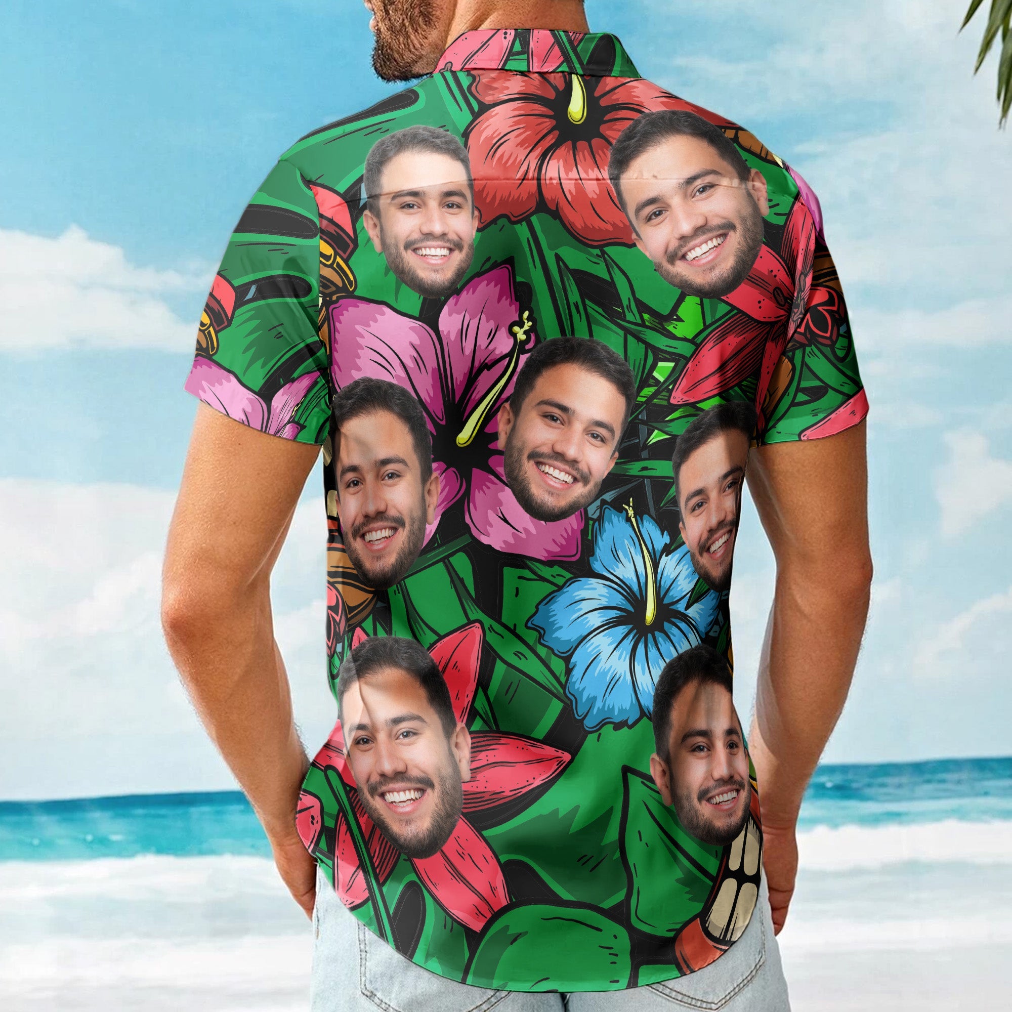 Custom Photo Funny Pet Family Friends Tiki Bar - Custom Photo Hawaiian Shirts