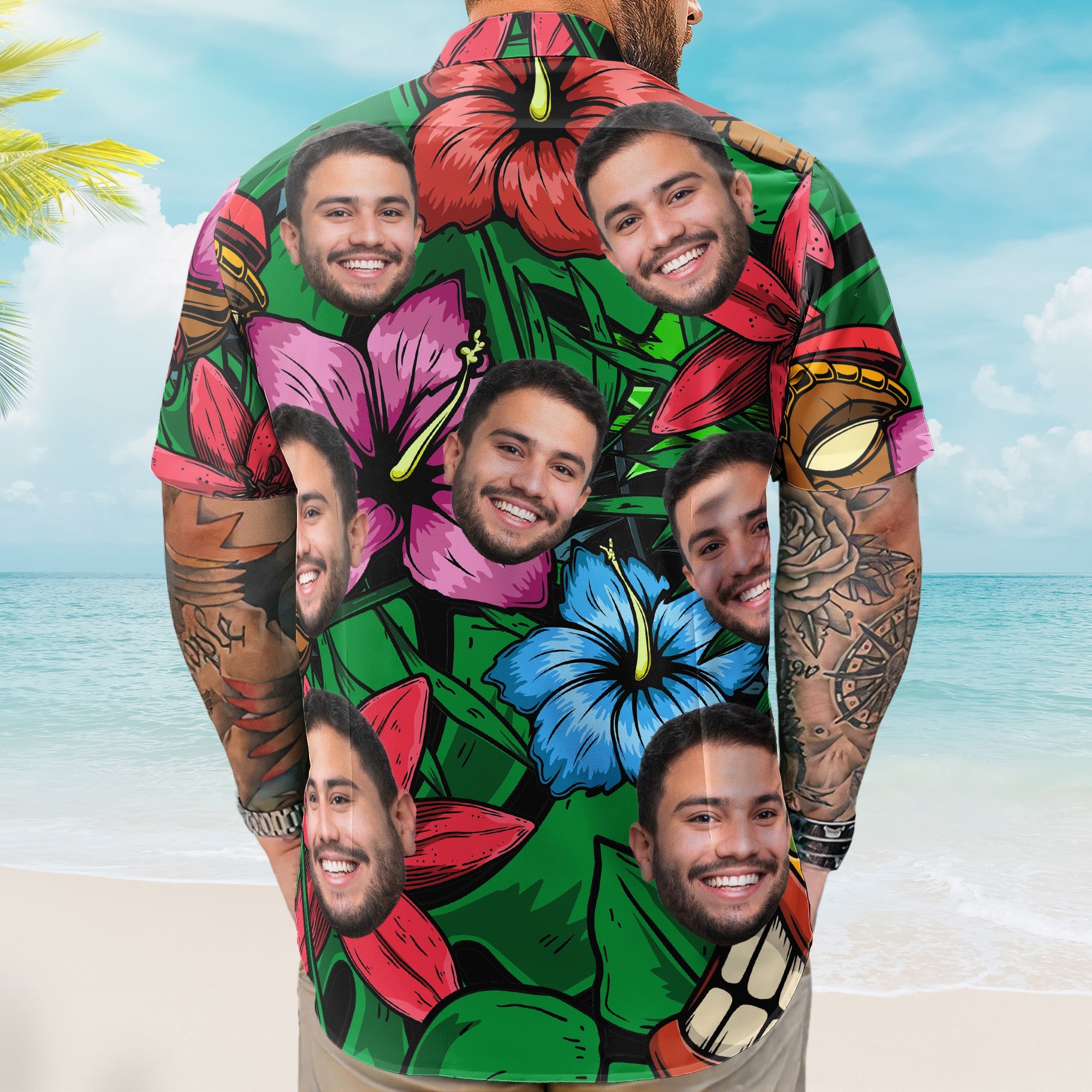 Custom Photo Funny Pet Family Friends Tiki Bar - Custom Photo Hawaiian Shirts