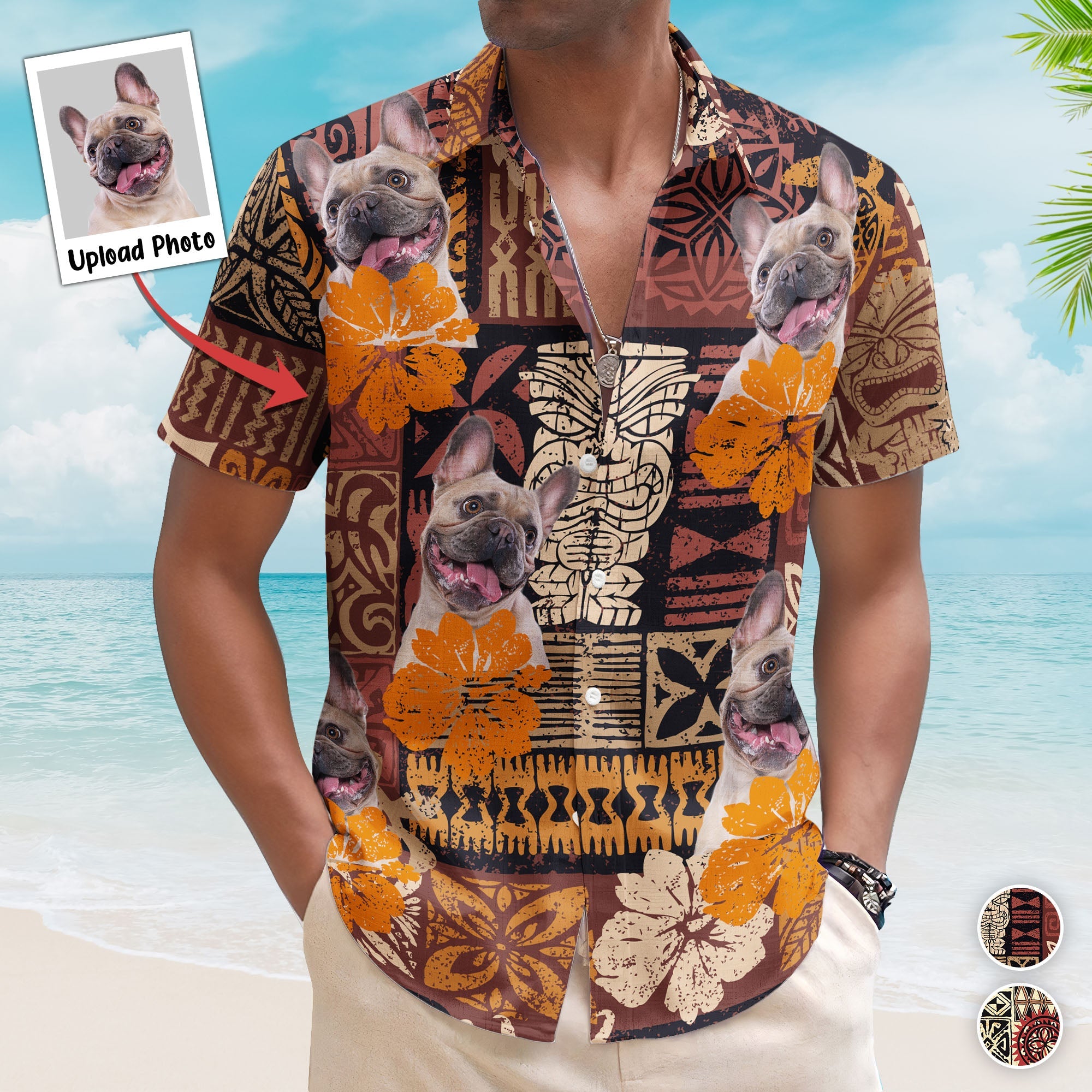 Custom Photo Funny Pet Family Friends Tiki Tropical Summer - Custom Photo Hawaiian Shirts