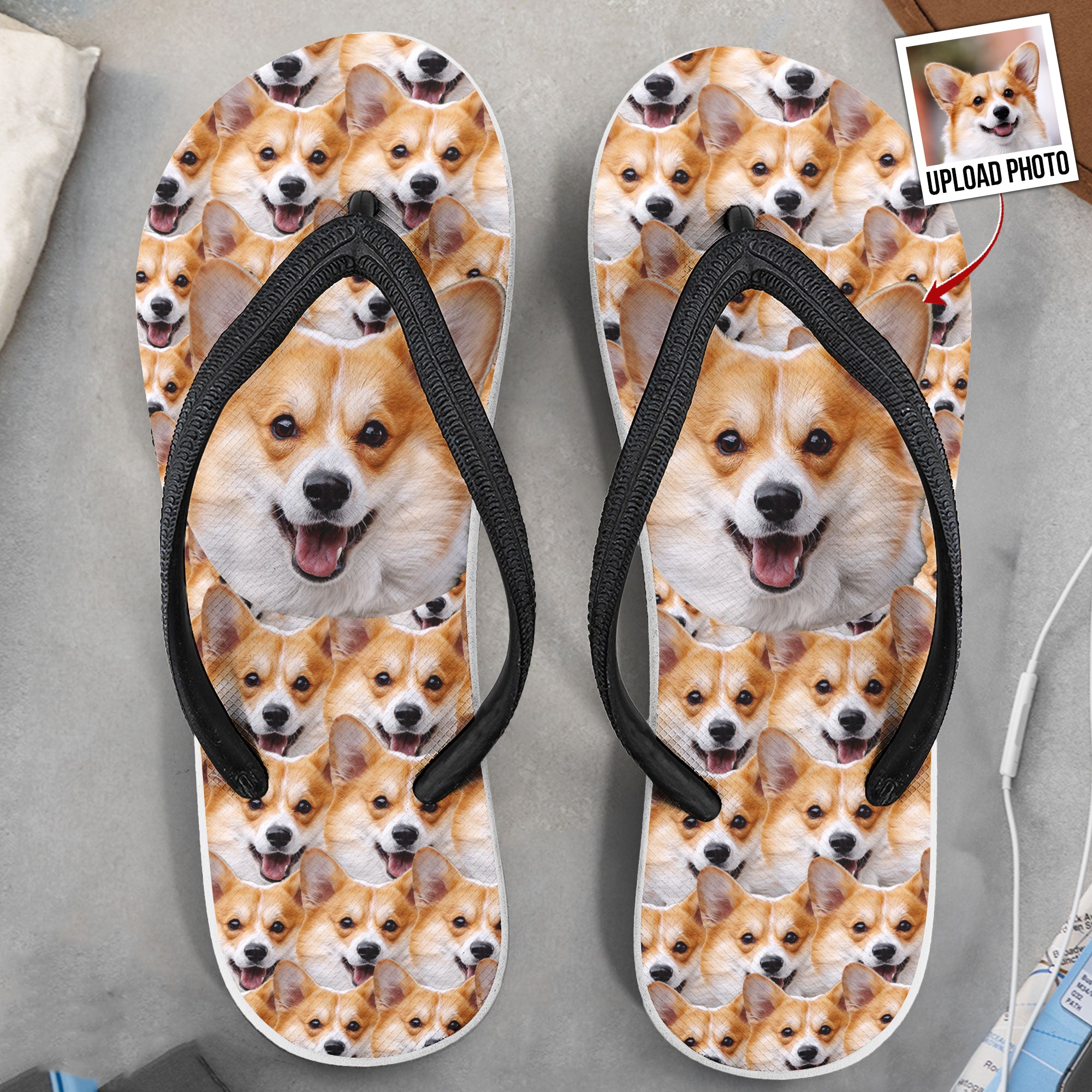 Custom Photo Funny Summer Gift - Personalized Photo Flip Flops