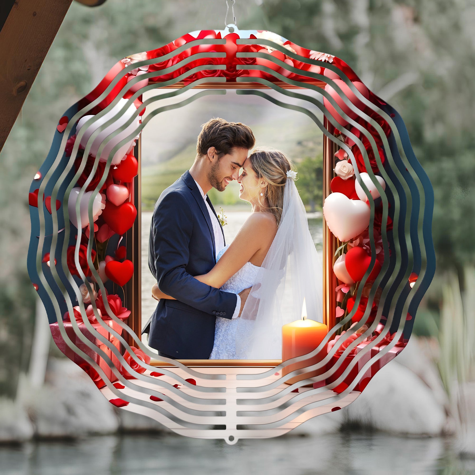 Custom Photo Gift For Couple - Personalized Photo Wind Spinner