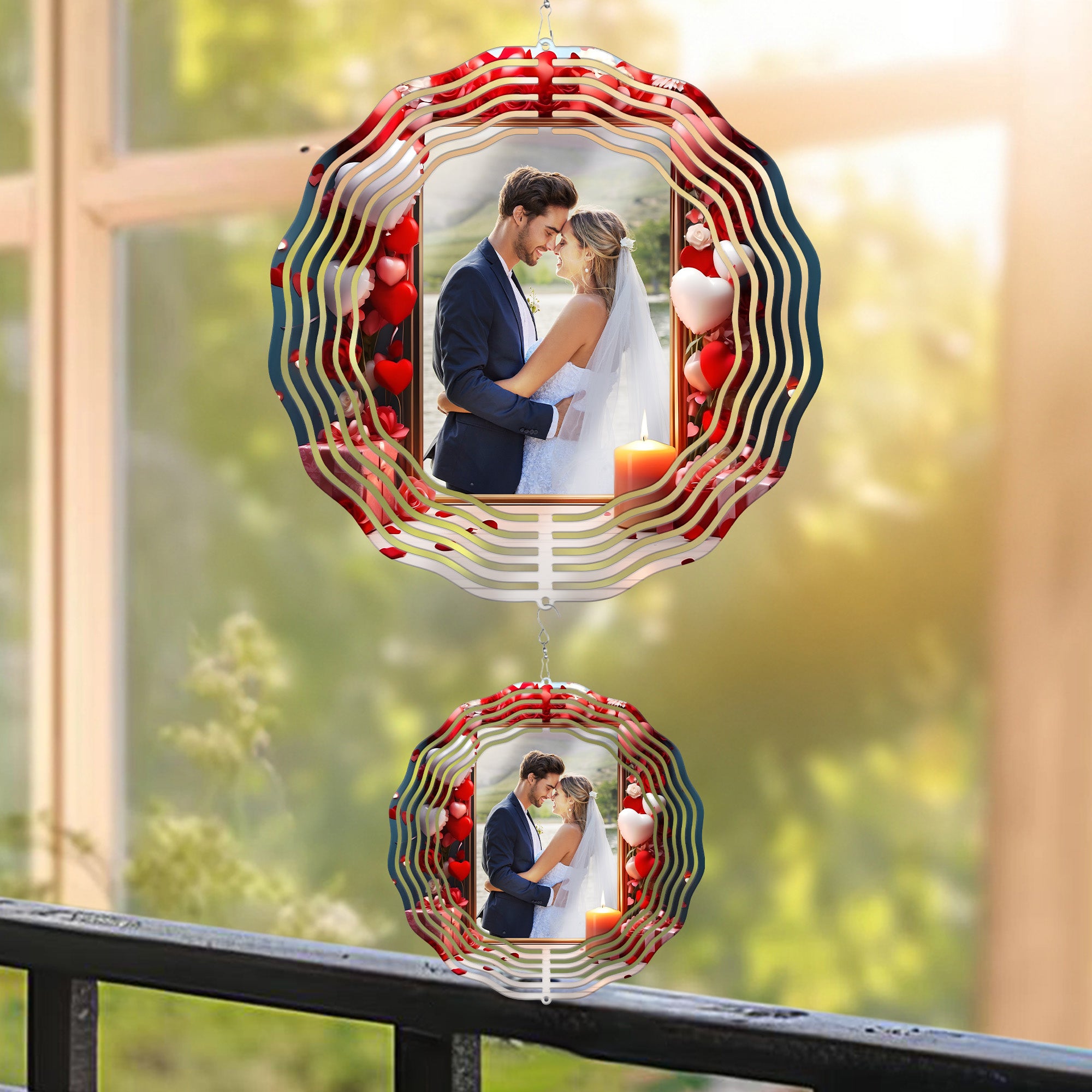 Custom Photo Gift For Couple - Personalized Photo Wind Spinner