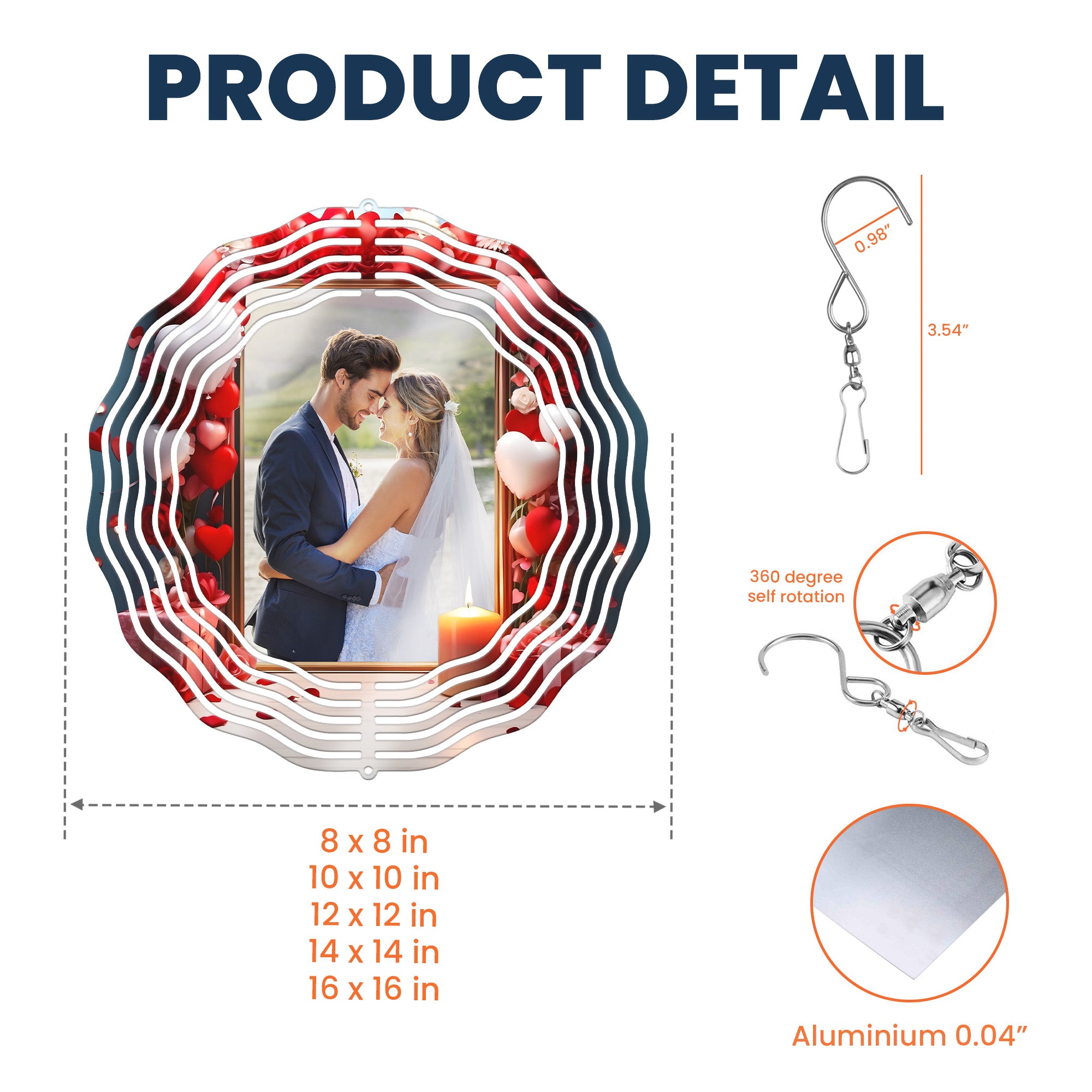 Custom Photo Gift For Couple - Personalized Photo Wind Spinner