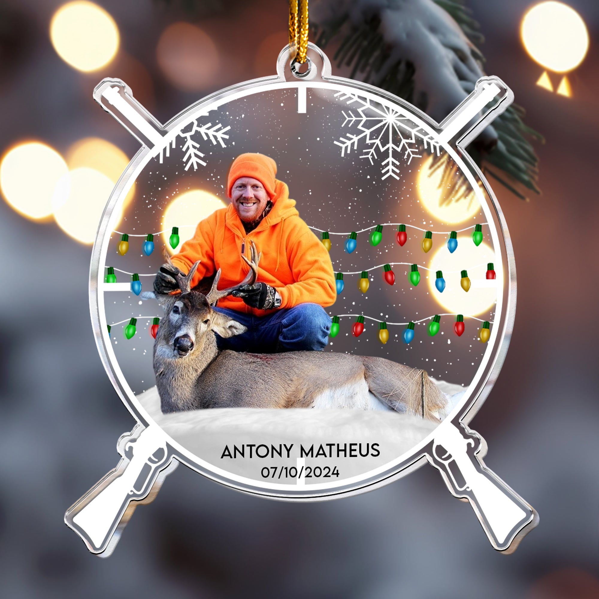 Custom Photo Gift For Hunting Lovers - Personalized Acrylic Photo Ornament