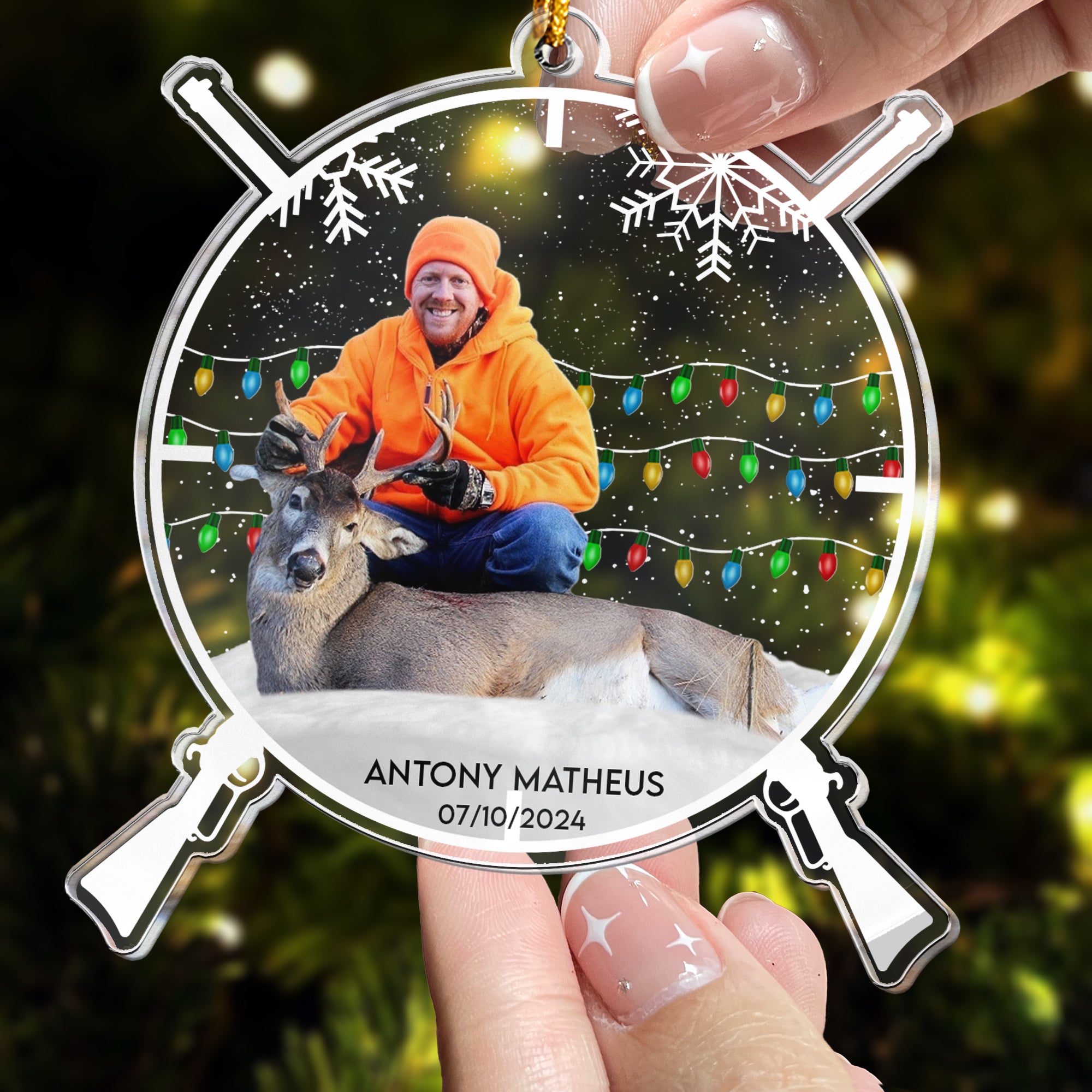 Custom Photo Gift For Hunting Lovers - Personalized Acrylic Photo Ornament