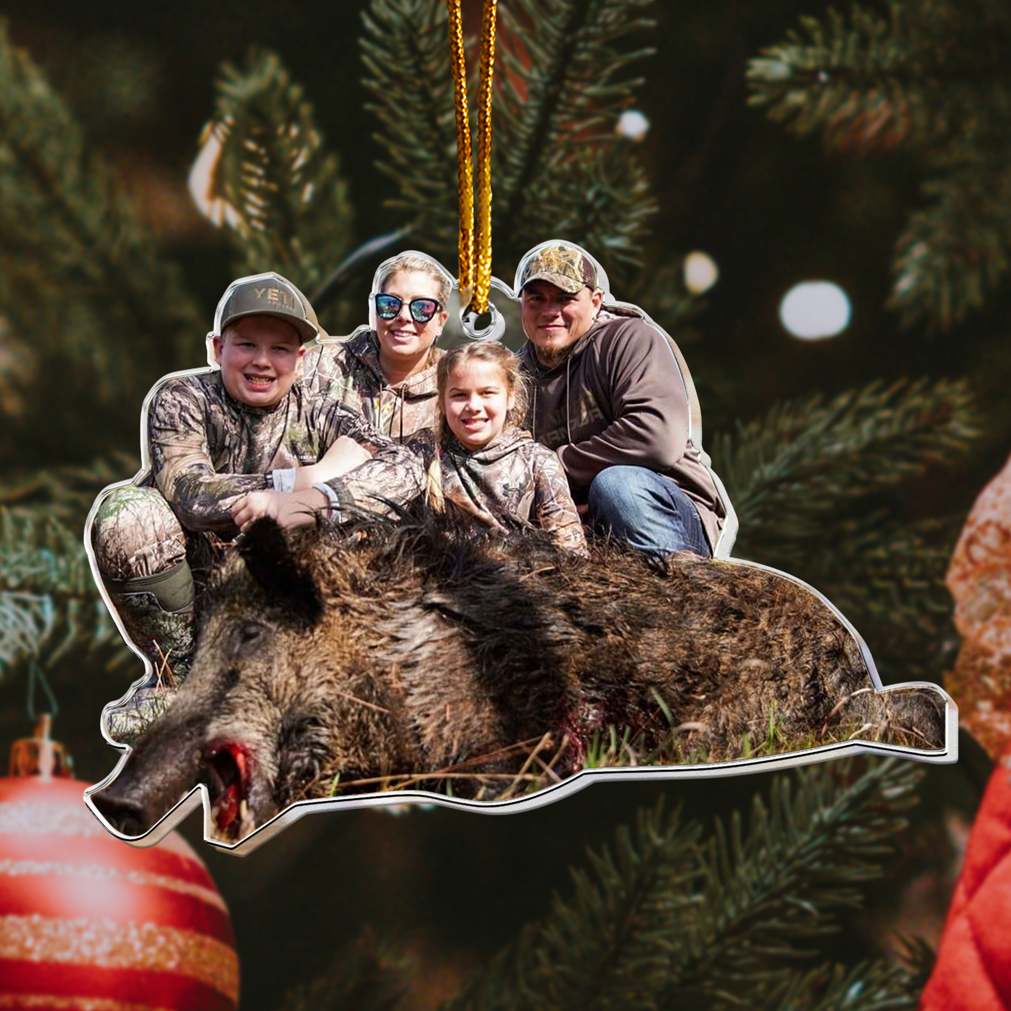 Custom Photo Hunting Trophy Deer Turkey Hog - Personalized Acrylic Photo Ornament