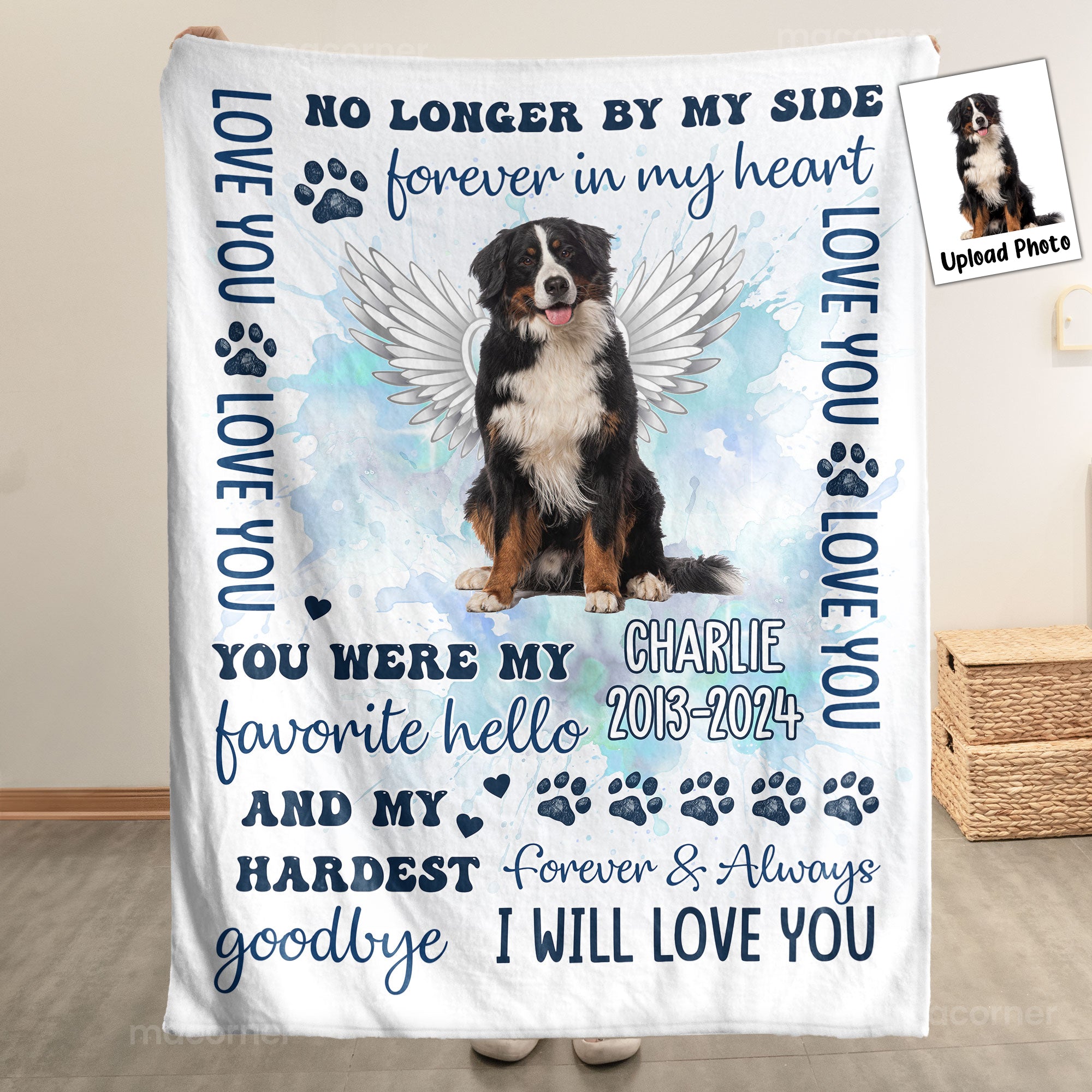 Custom Photo Pet Loss You Were My Favorite Hello - Personalized Photo Blanket