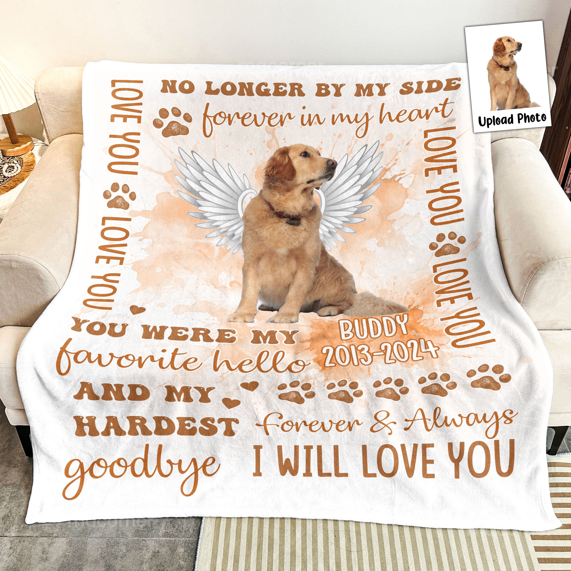 Custom Photo Pet Loss You Were My Favorite Hello - Personalized Photo Blanket