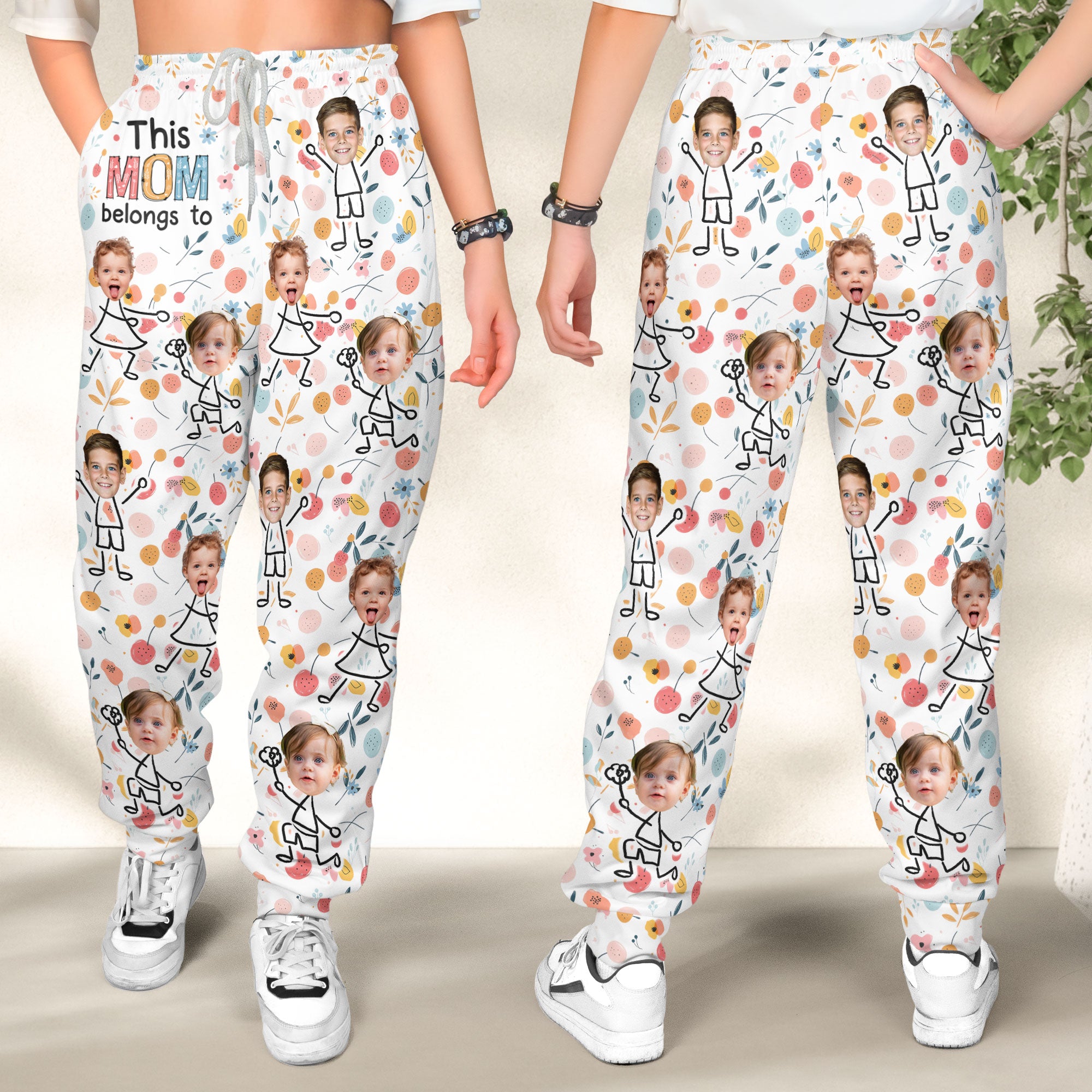 Custom Photo This Grandma Belongs To Grandkids - Personalized Photo Sweatpants