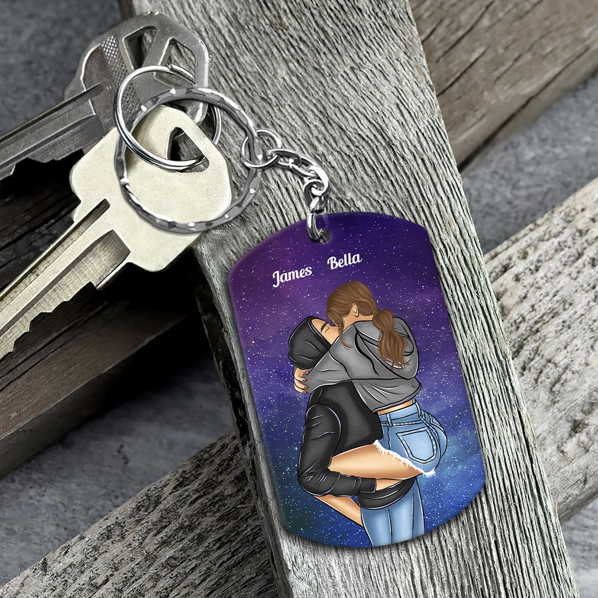 Custom Star Map The Night We First Met Engaged Couples - Personalized Keychain