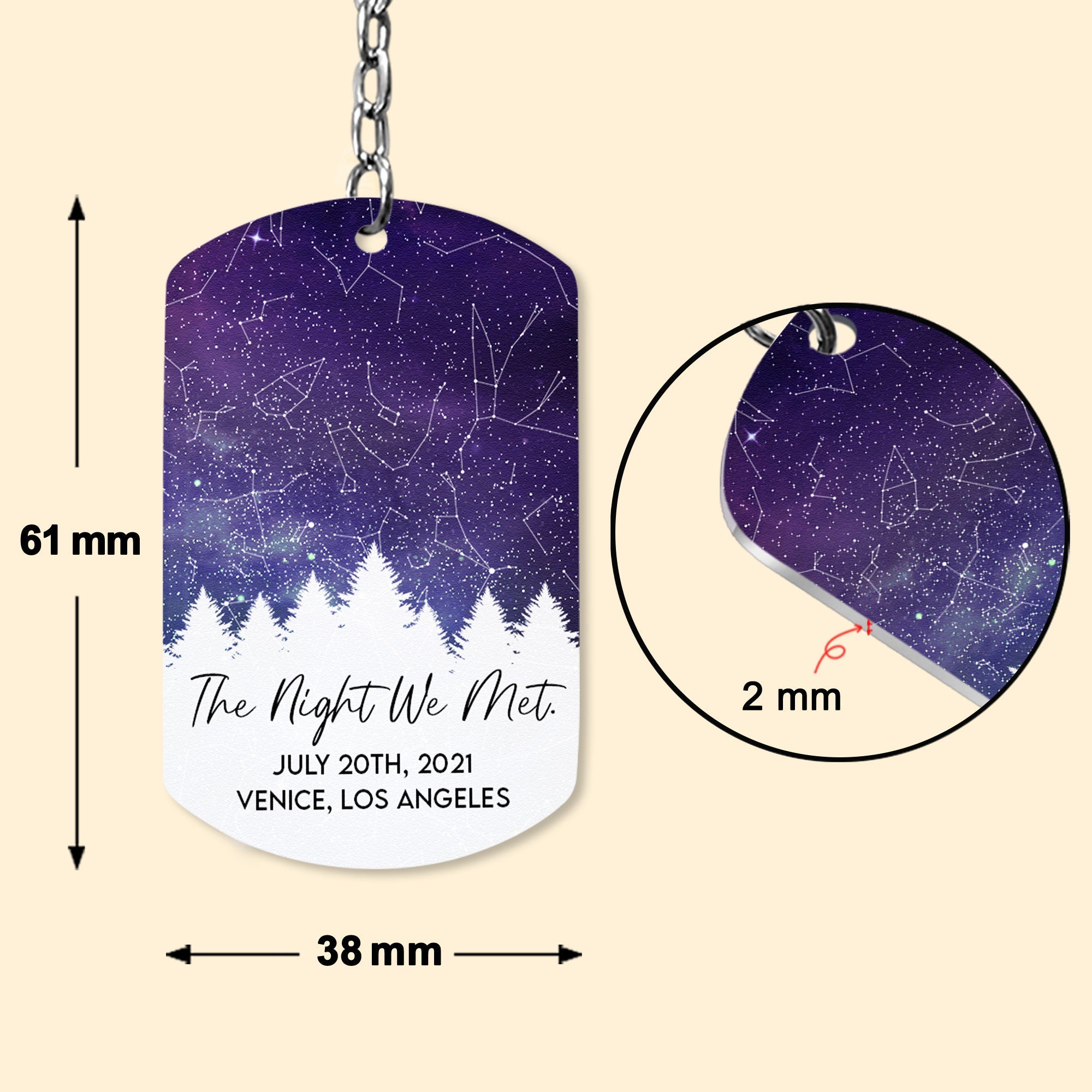 Custom Star Map The Night We First Met Engaged Couples - Personalized Keychain