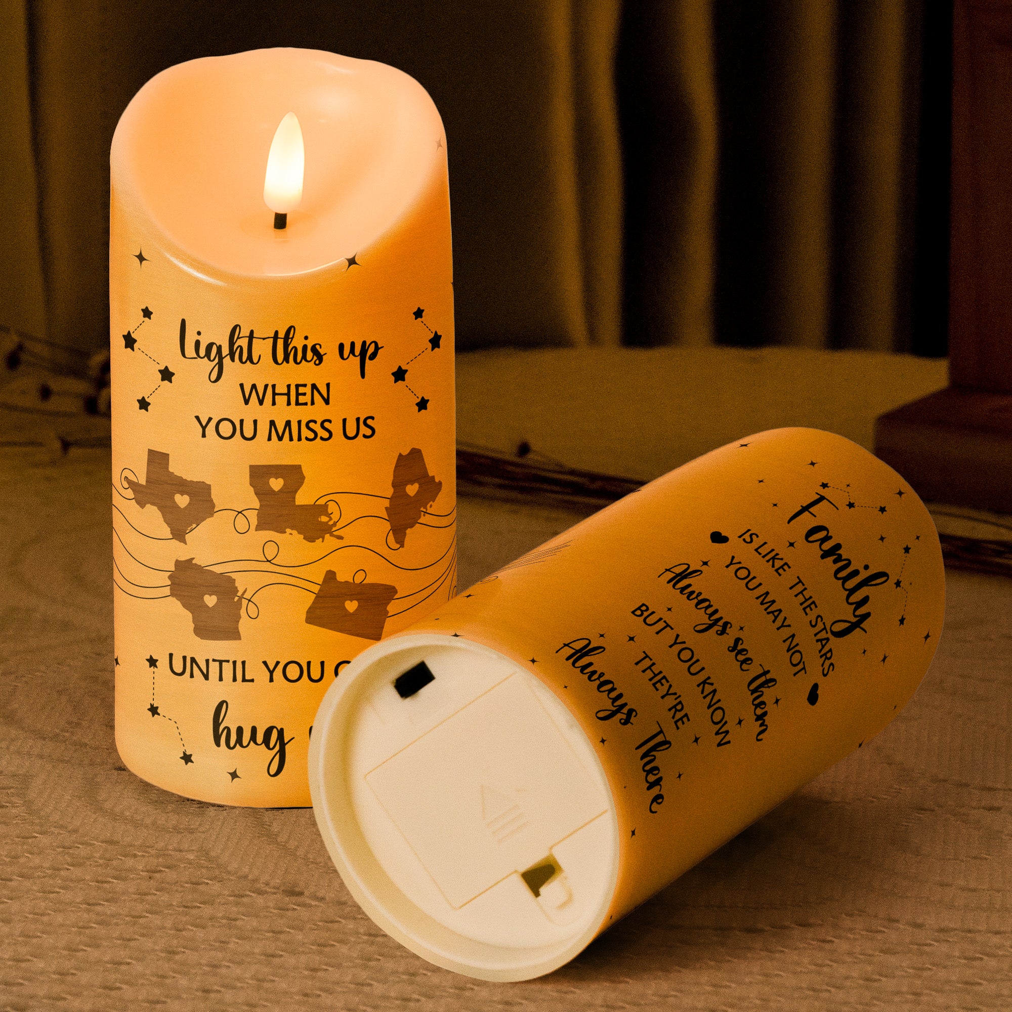 Custom States Candle Families Are Like Stars - Personalized LED Candle