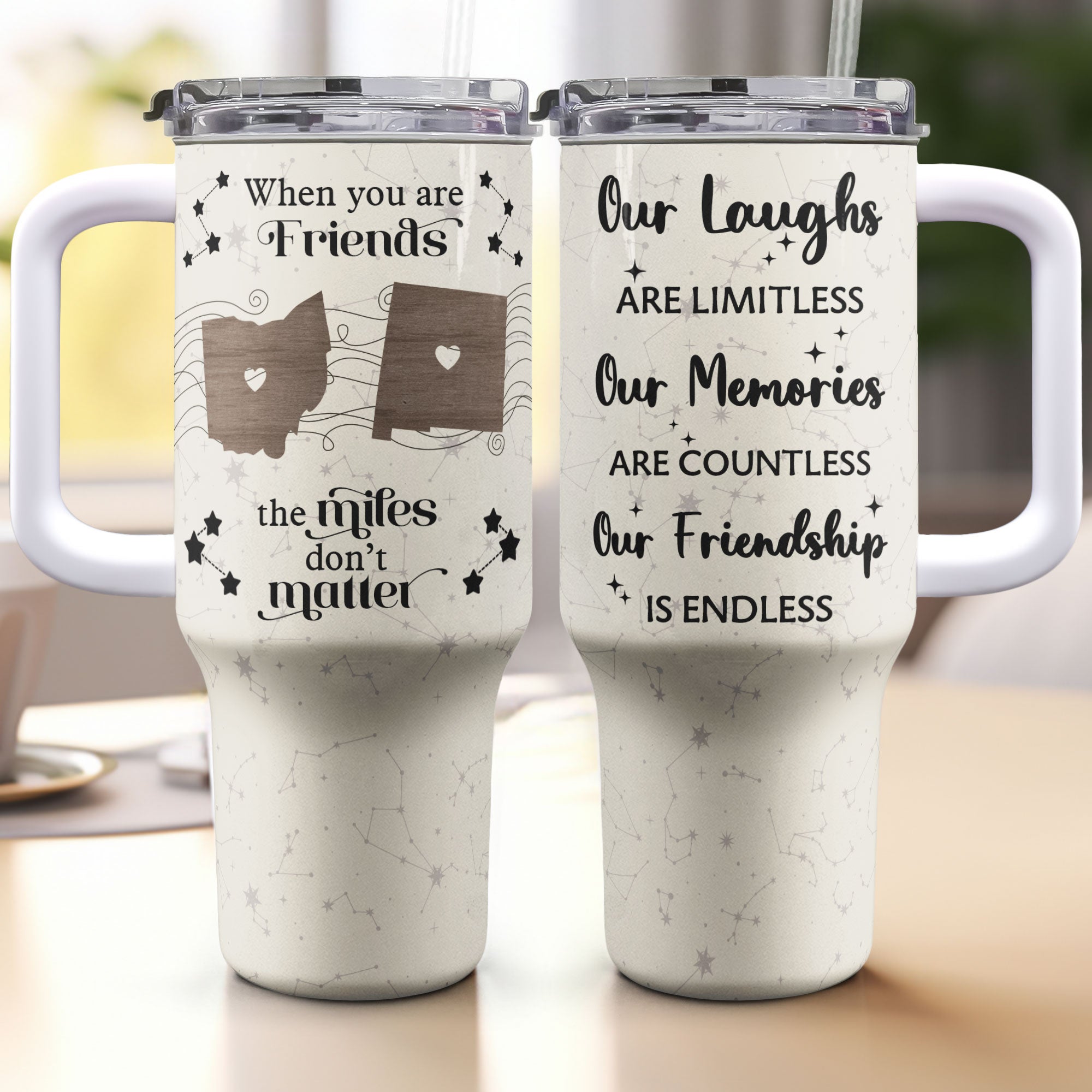 Custom Tumbler 40Oz For Long Distance Friends - Personalized 40oz Tumbler With Straw