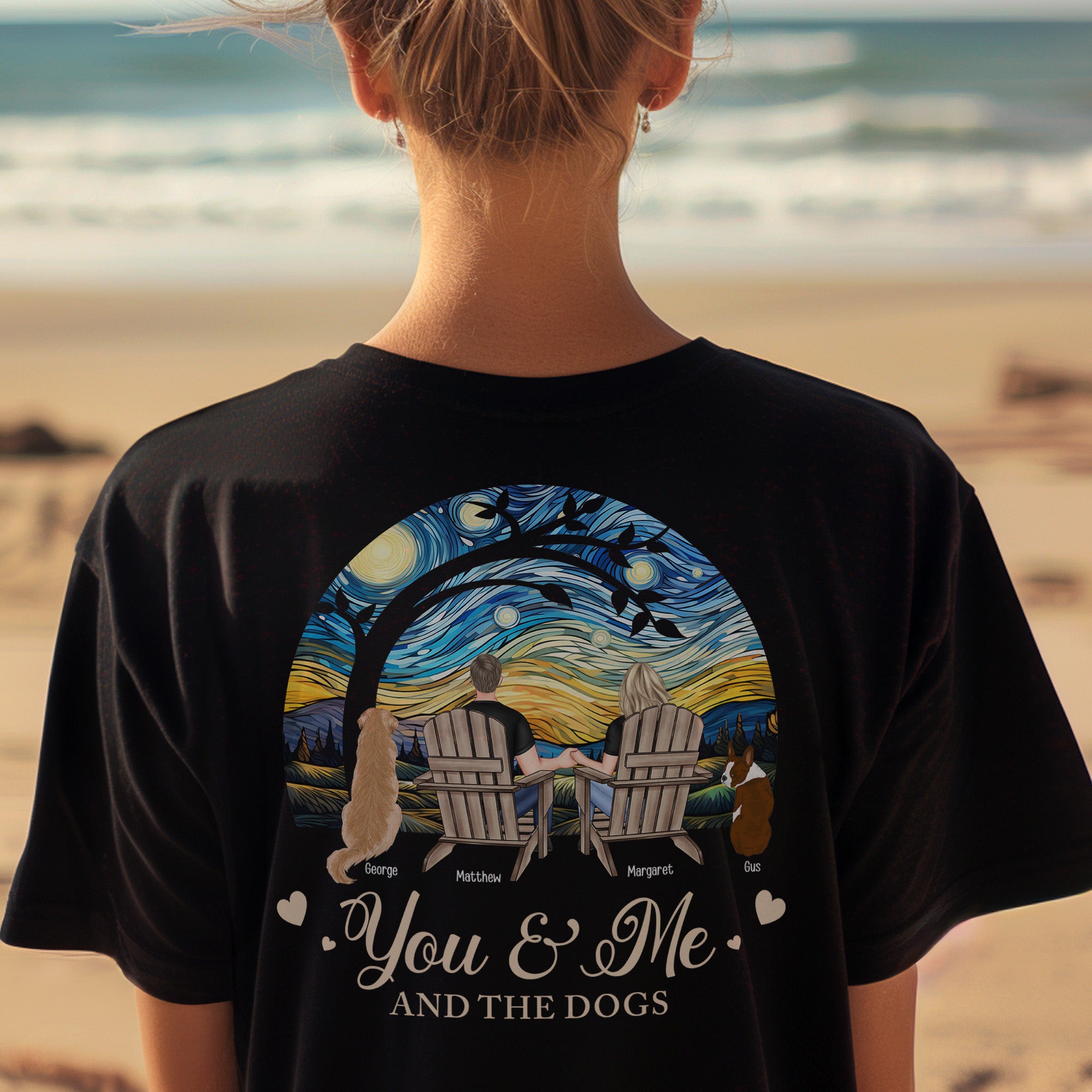 Custom You & Me And The Dogs - Personalized Back Printed Shirt