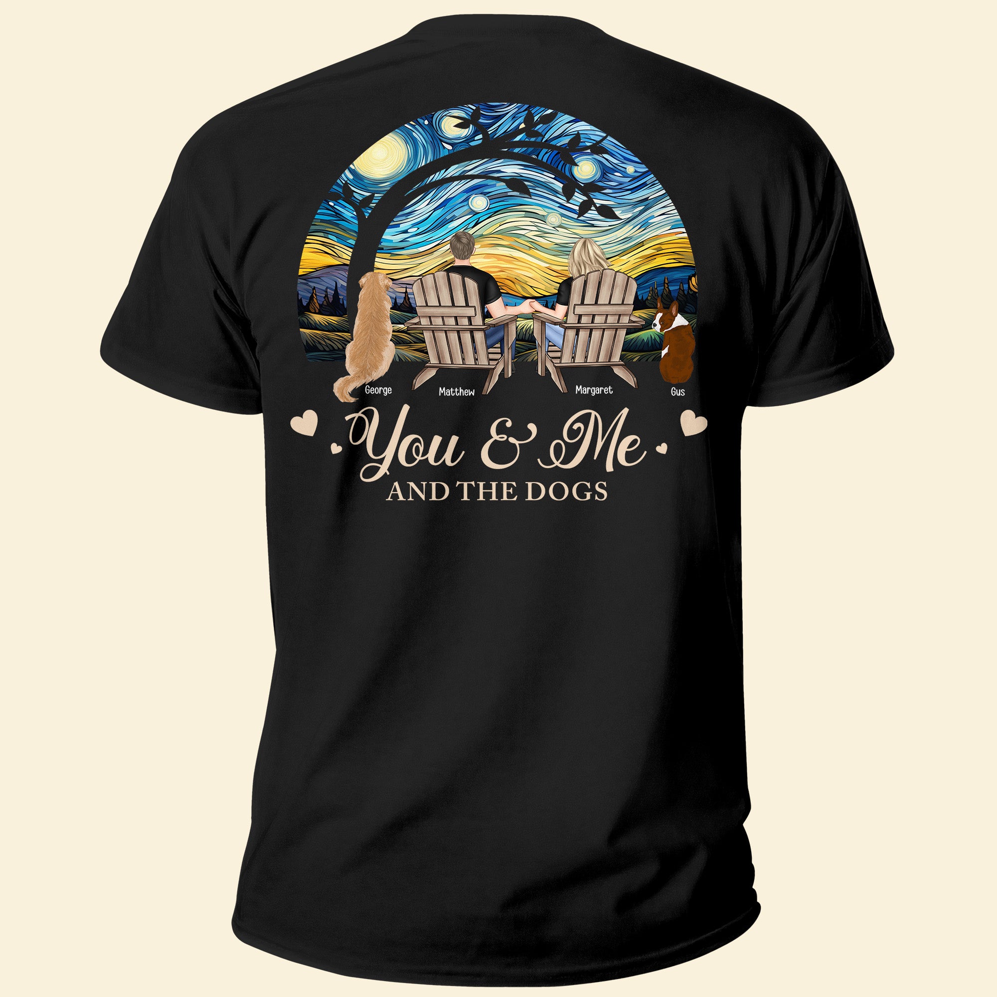 Custom You & Me And The Dogs - Personalized Back Printed Shirt